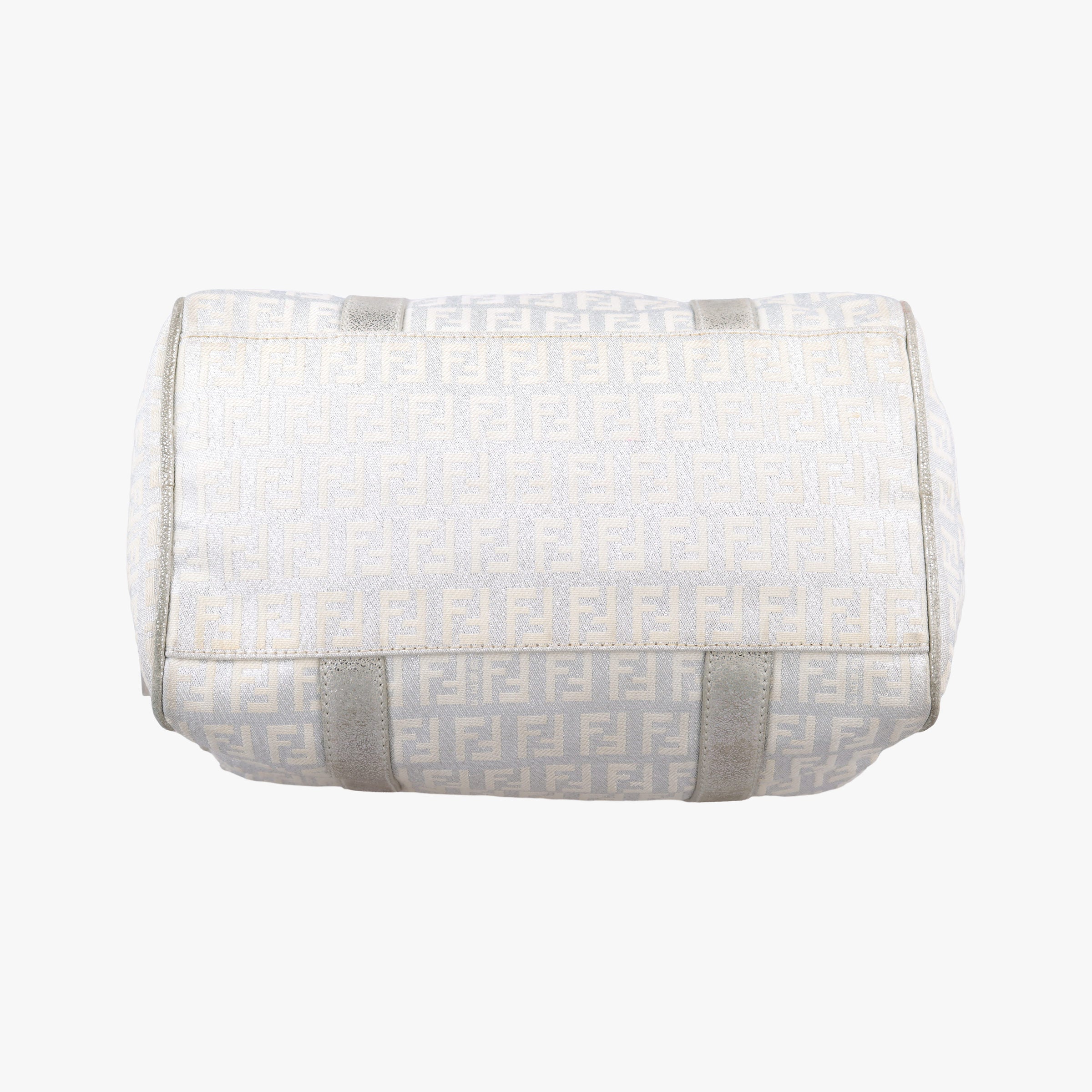Secondhand Fendi Zucchino Glitter Logo Silver canvas 8BL068 handbag | stylenewstar