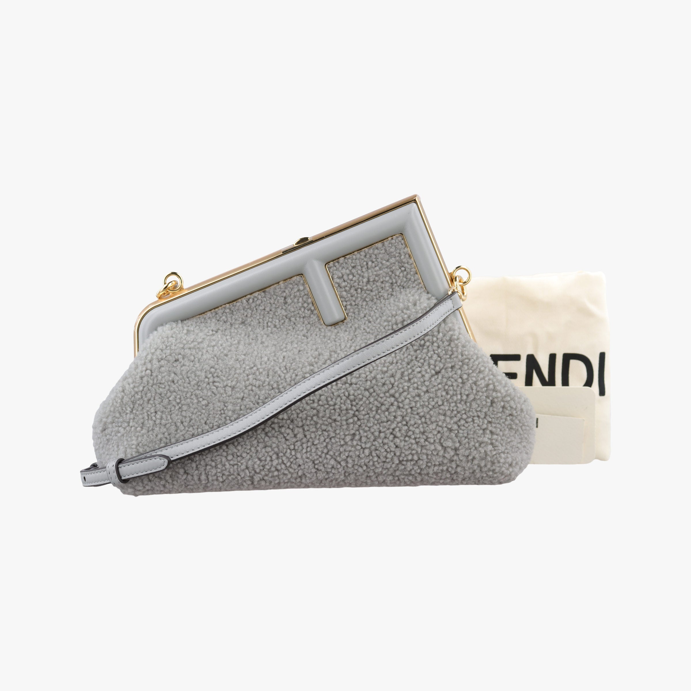 Pre-owned Fendi First Grey fur 8BP129 shoulderbag | stylenewstar