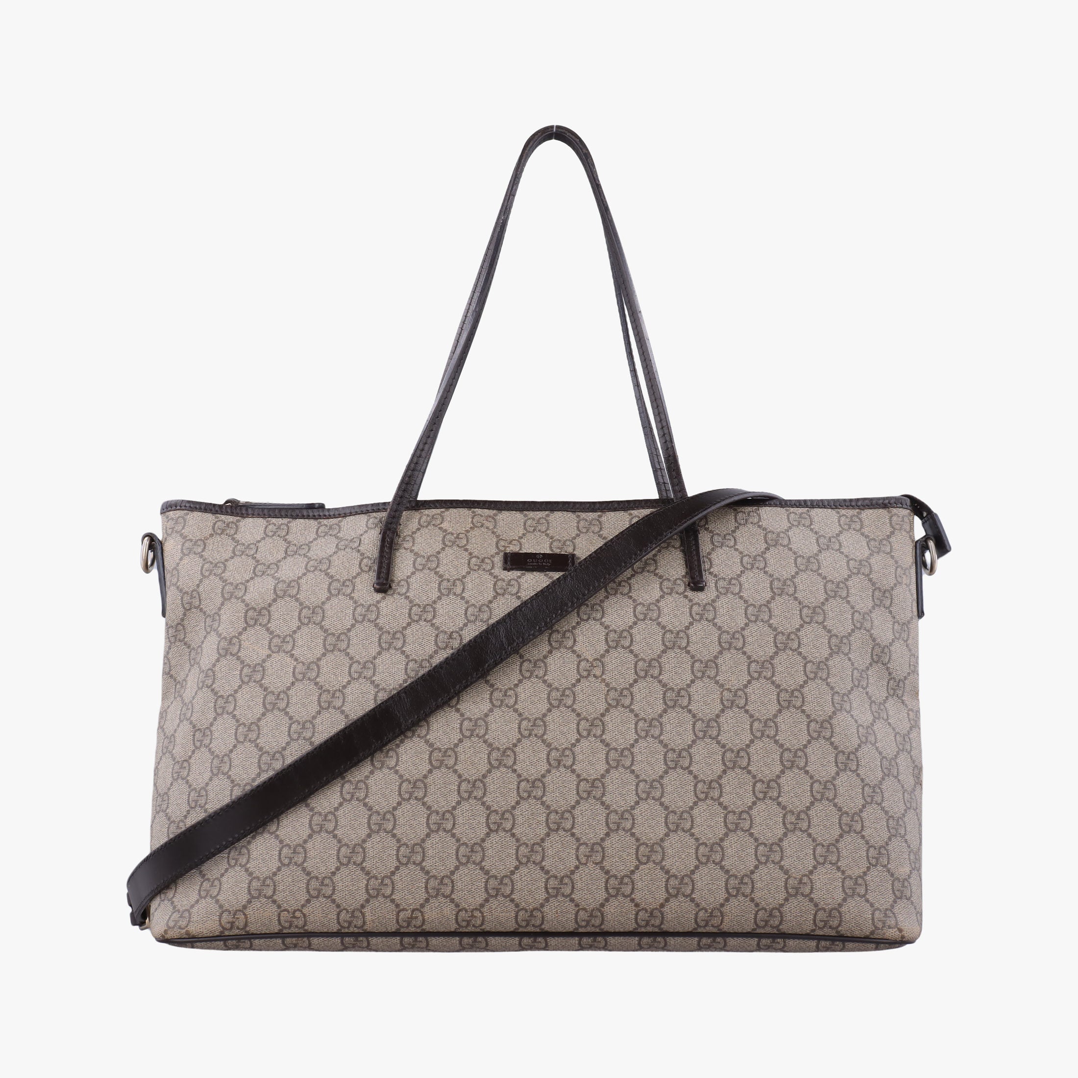 Pre-owned Gucci GG Supreme Brown PVC coated canvas×Leather 353437 shoulderbag | stylenewstar