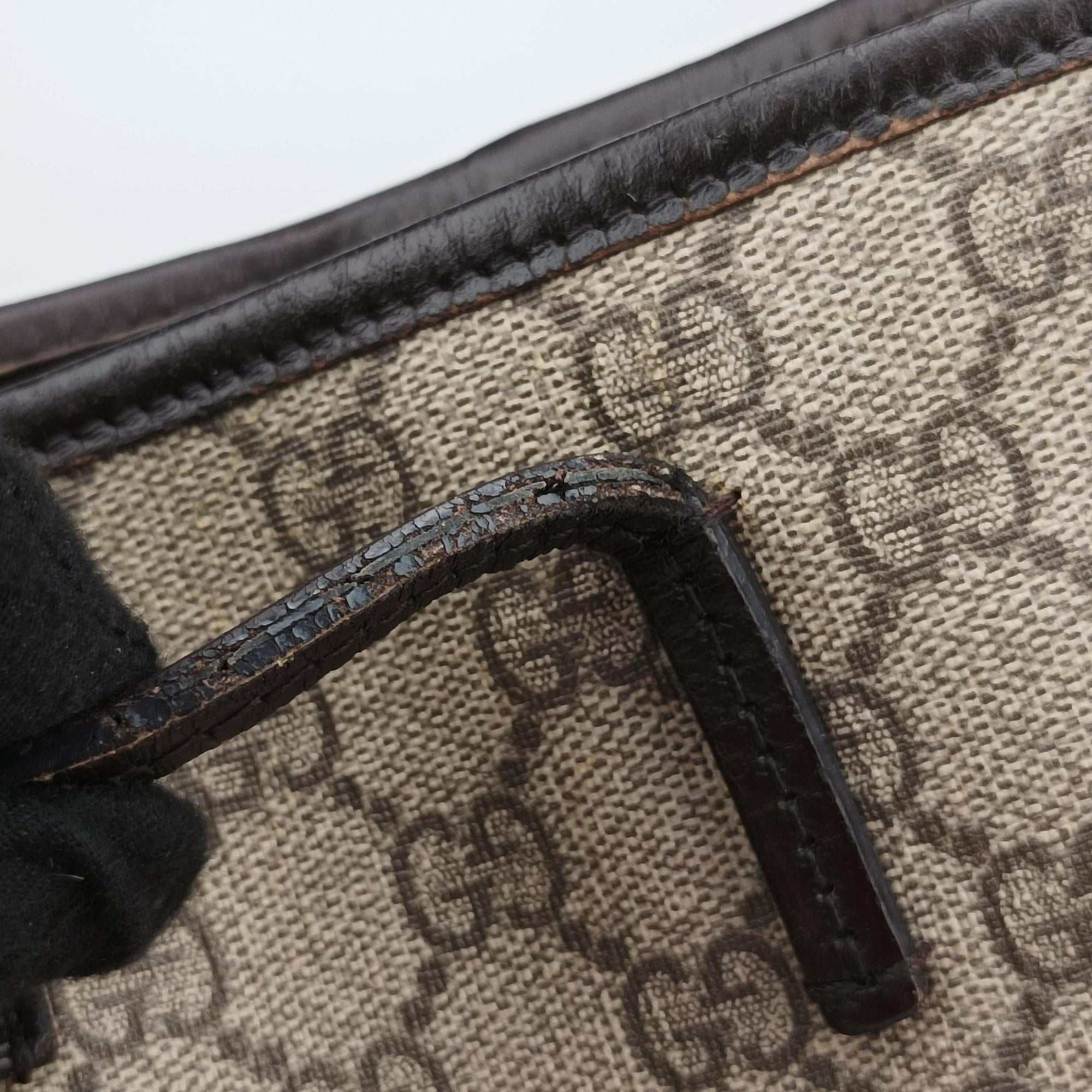 Pre-owned Gucci GG Supreme Brown PVC coated canvas×Leather 353437 shoulderbag | stylenewstar