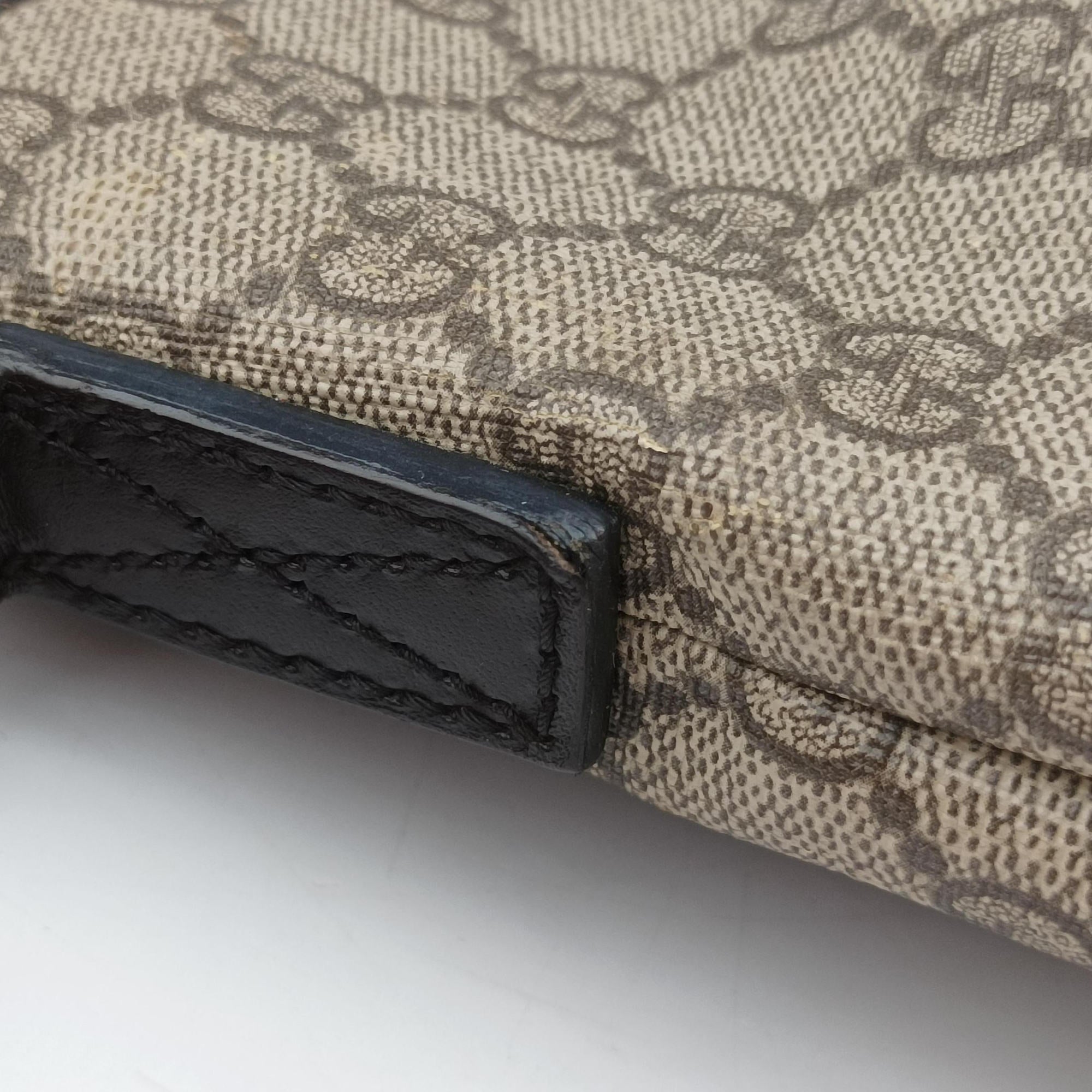 Pre-owned Gucci GG Supreme Brown PVC coated canvas×Leather 353437 shoulderbag | stylenewstar