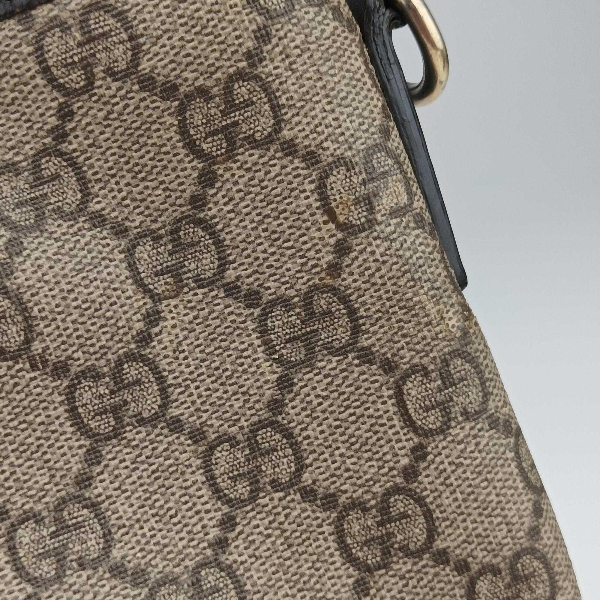 Pre-owned Gucci GG Supreme Brown PVC coated canvas×Leather 353437 shoulderbag | stylenewstar