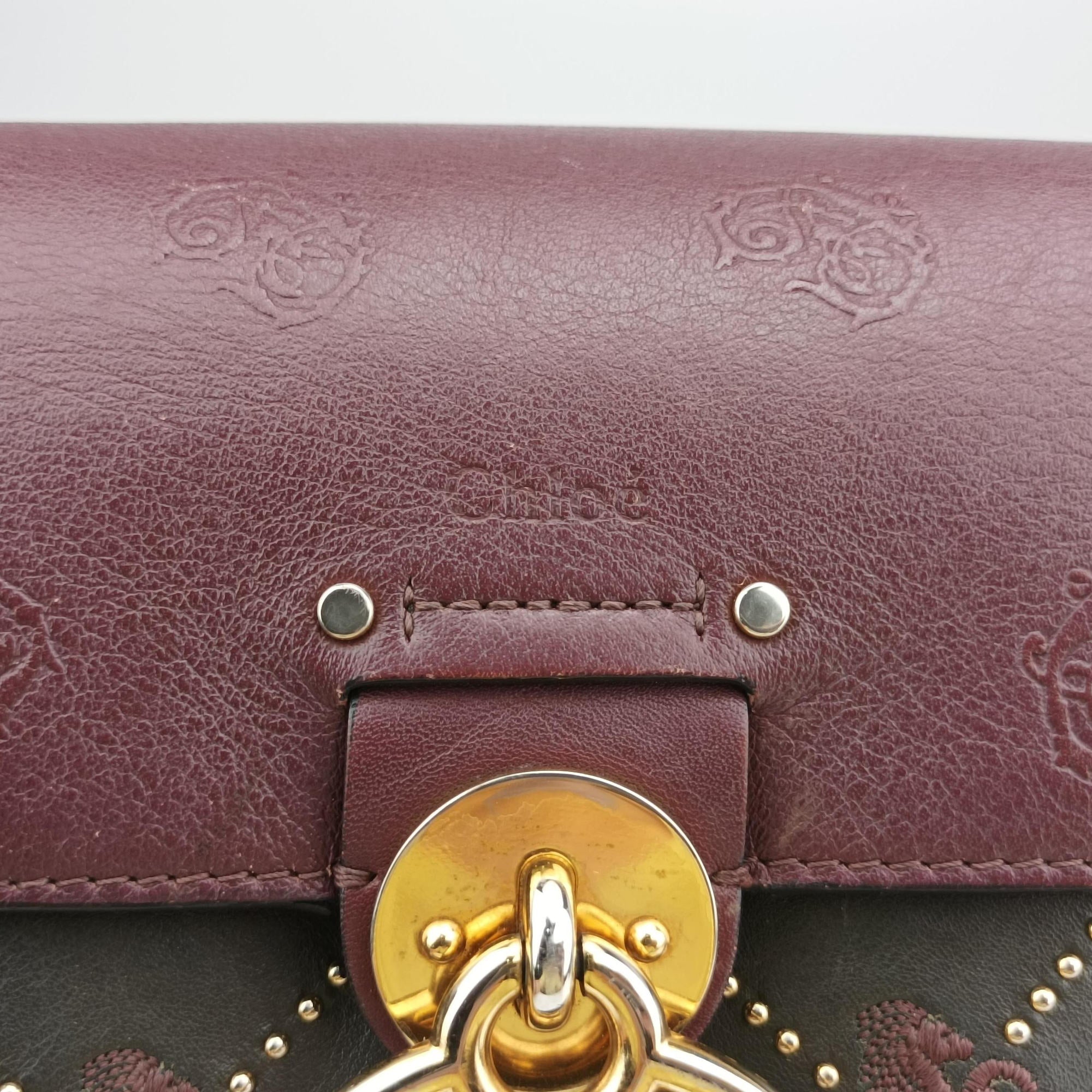 Pre-owned Chloe Tess Green × Bordeaux Leather × Suede  shoulderbag | stylenewstar