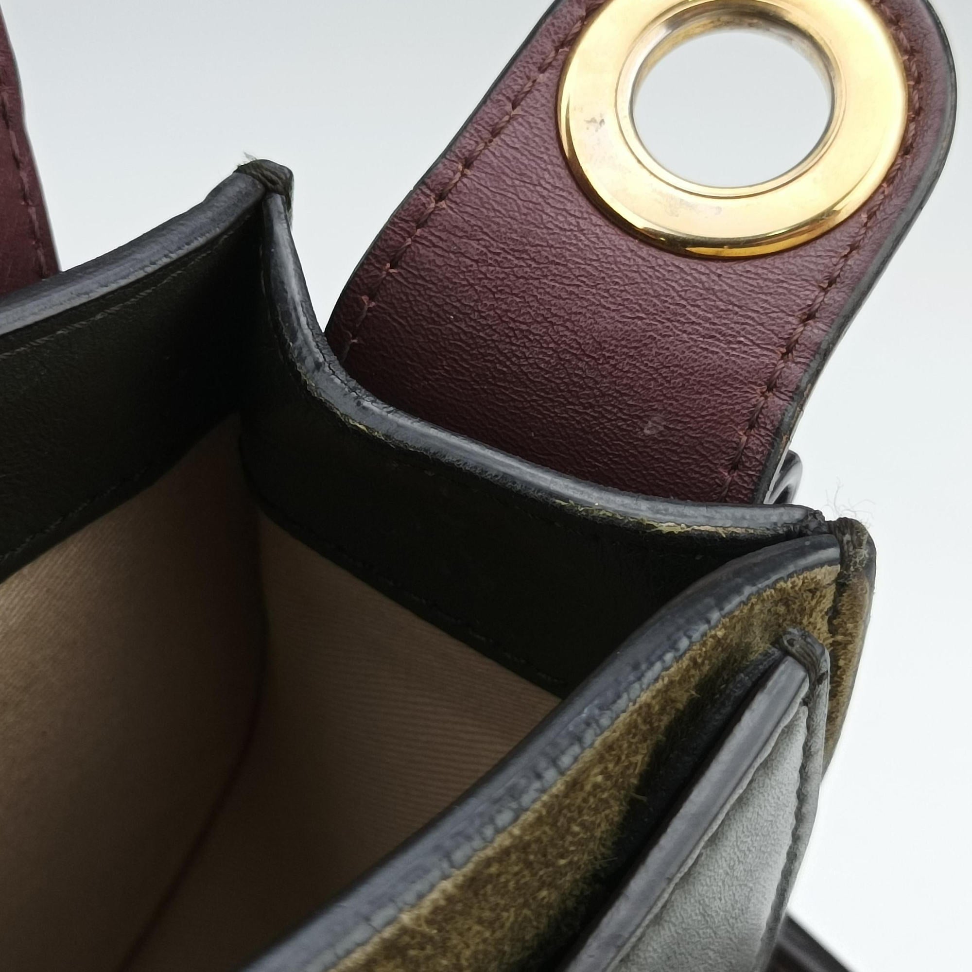 Pre-owned Chloe Tess Green × Bordeaux Leather × Suede  shoulderbag | stylenewstar
