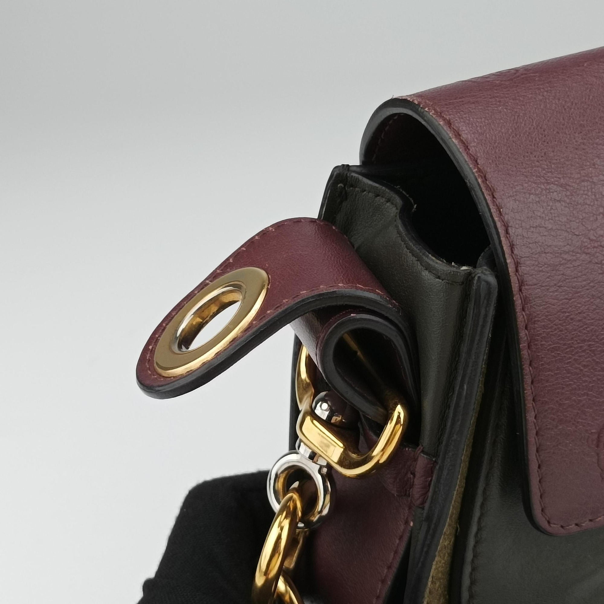 Pre-owned Chloe Tess Green × Bordeaux Leather × Suede  shoulderbag | stylenewstar