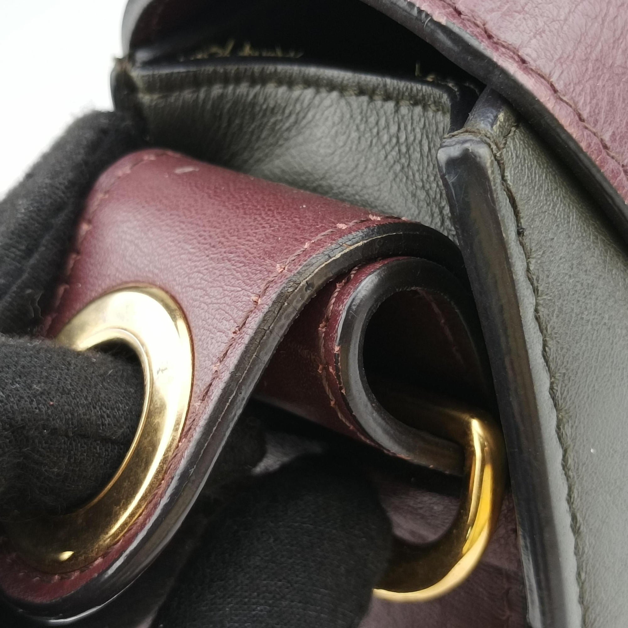 Pre-owned Chloe Tess Green × Bordeaux Leather × Suede  shoulderbag | stylenewstar