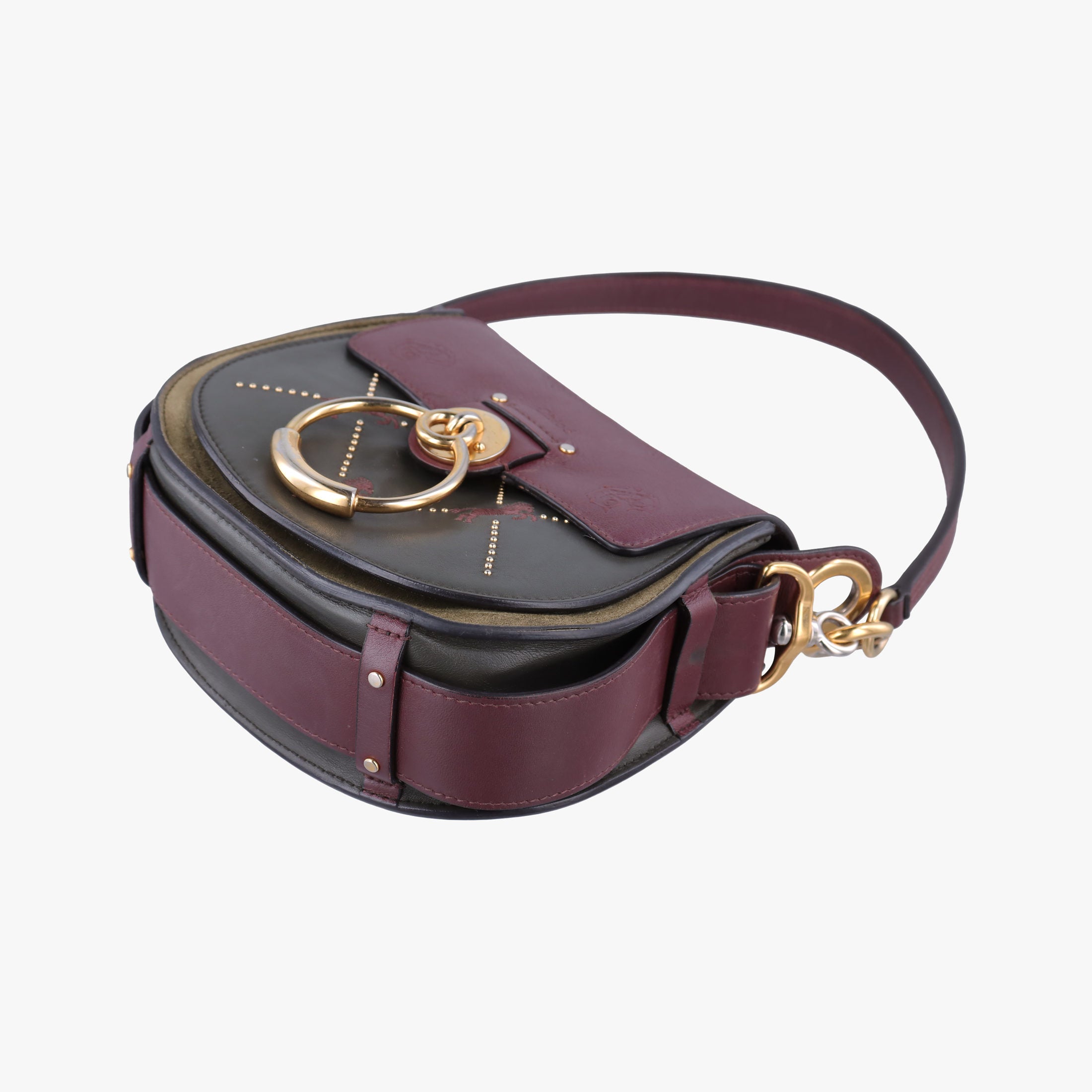 Pre-owned Chloe Tess Green × Bordeaux Leather × Suede  shoulderbag | stylenewstar