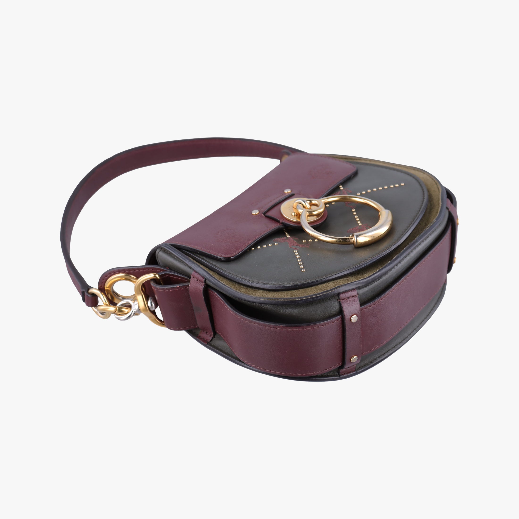 Pre-owned Chloe Tess Green × Bordeaux Leather × Suede  shoulderbag | stylenewstar