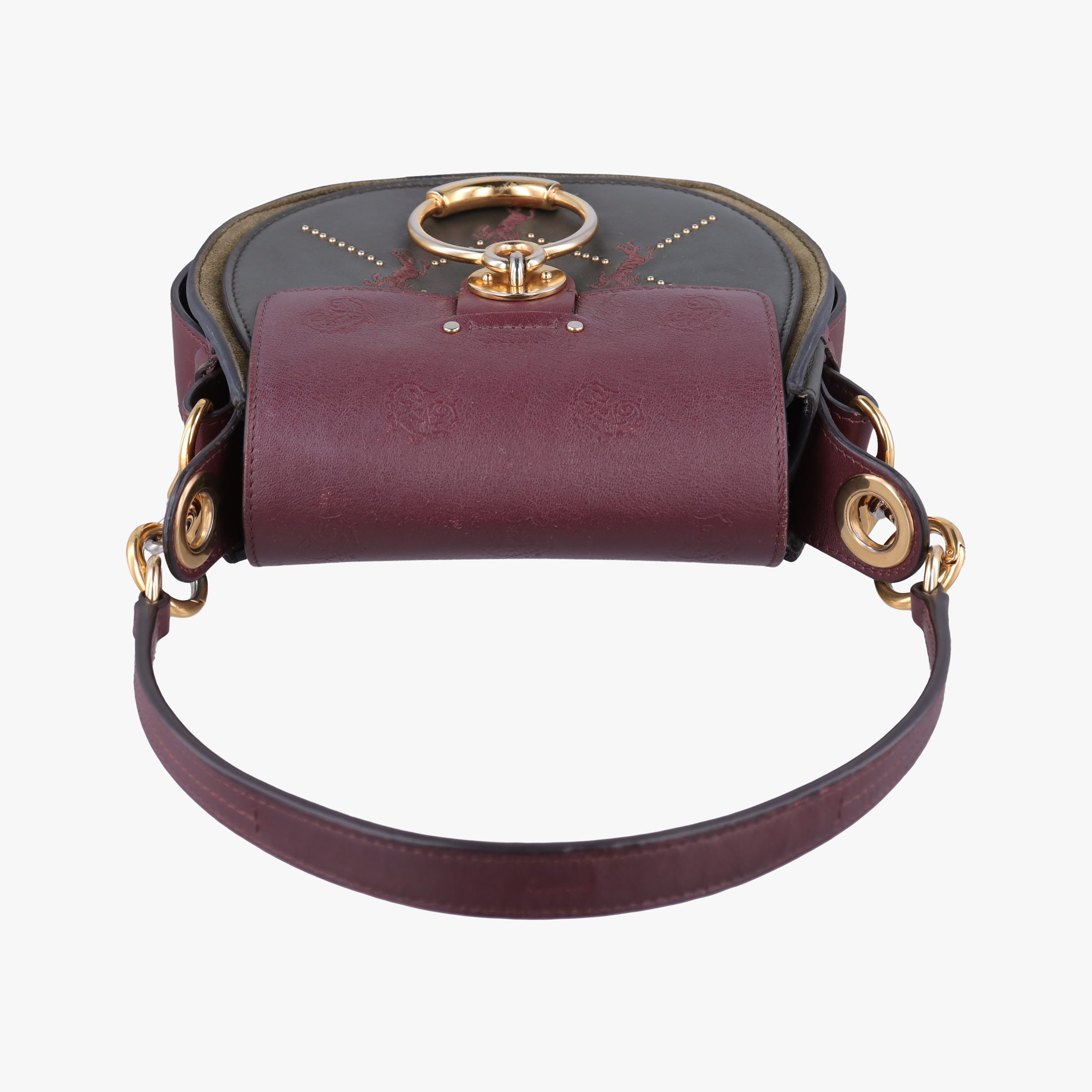Pre-owned Chloe Tess Green × Bordeaux Leather × Suede  shoulderbag | stylenewstar
