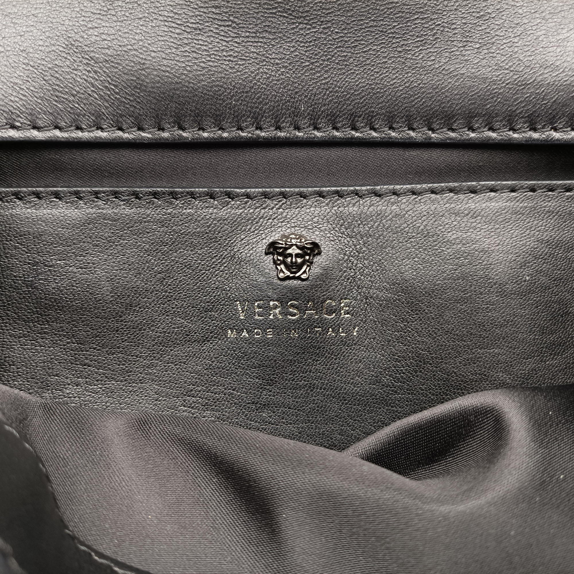 Pre-owned VERSACE Palazzo Sultan Blue×White Tweed  & Leather  shoulderbag | stylenewstar