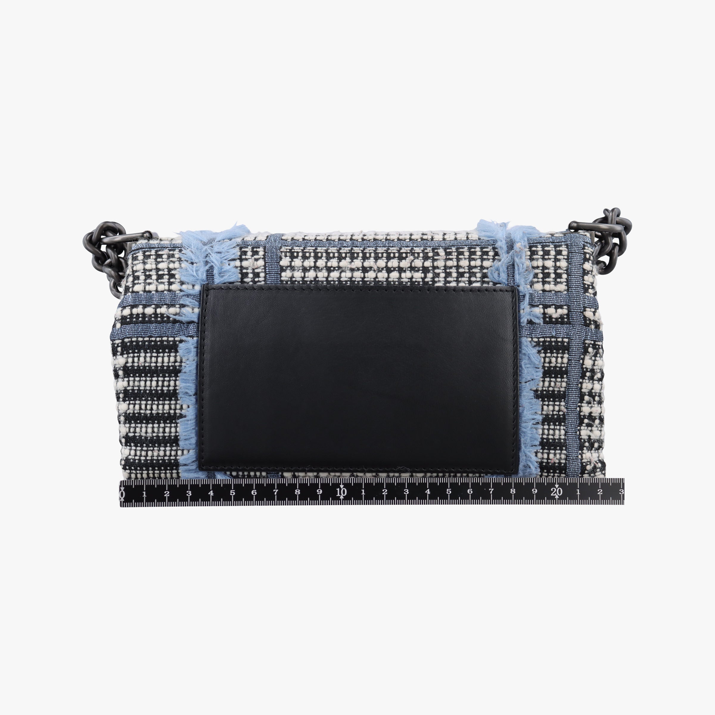Pre-owned VERSACE Palazzo Sultan Blue×White Tweed  & Leather  shoulderbag | stylenewstar