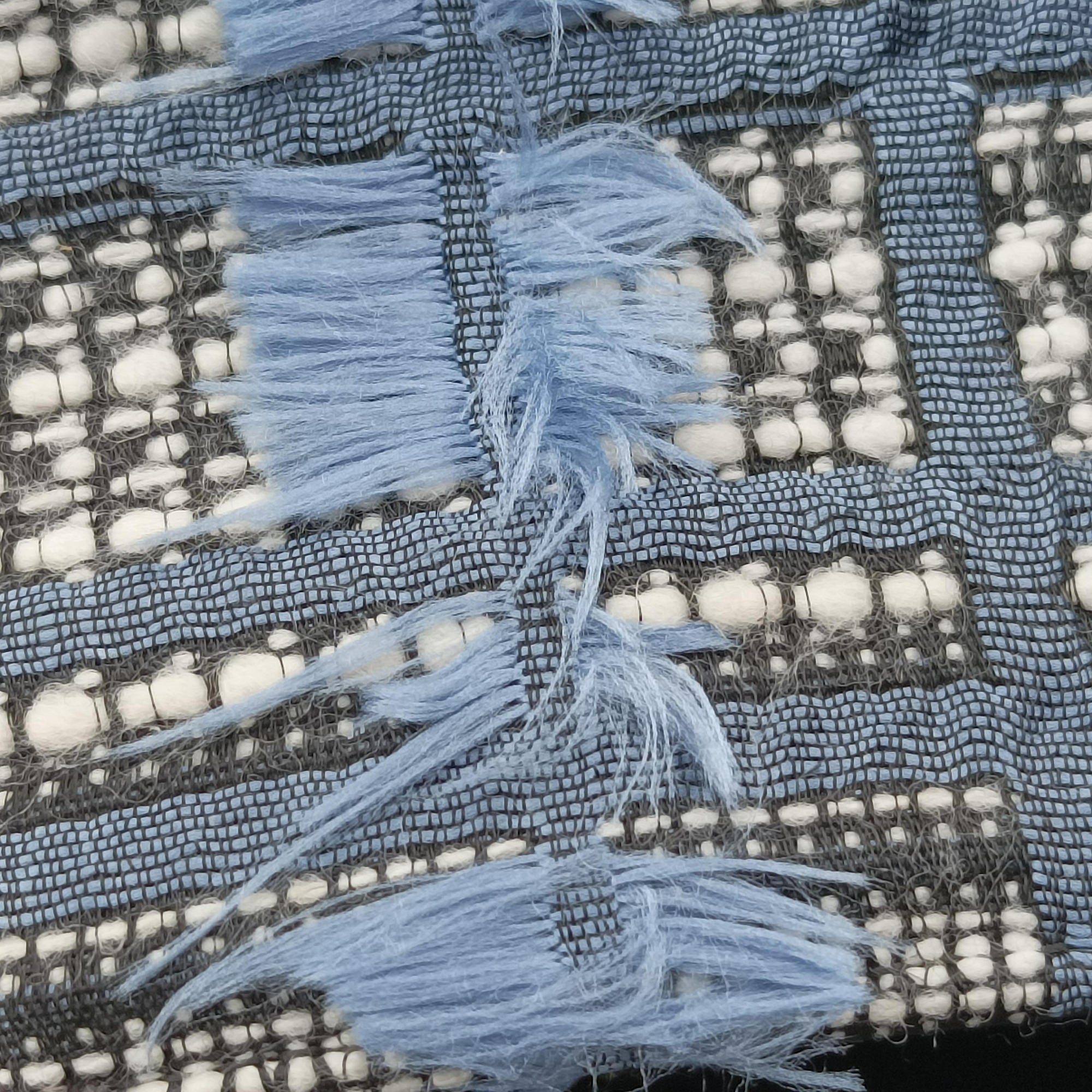 Pre-owned VERSACE Palazzo Sultan Blue×White Tweed  & Leather  shoulderbag | stylenewstar