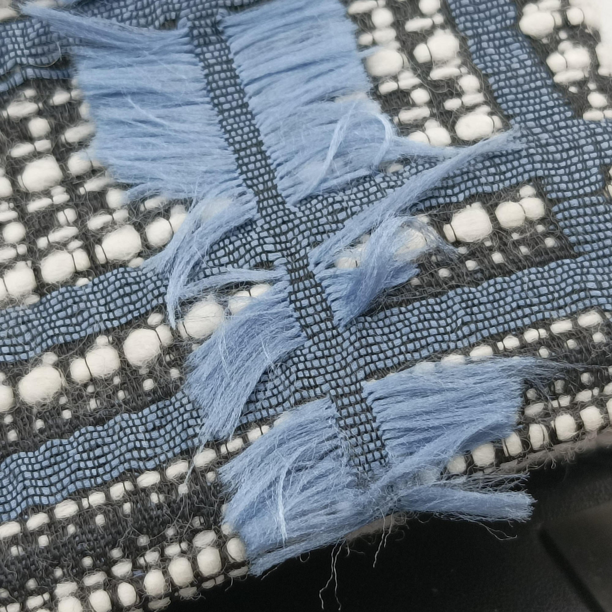Pre-owned VERSACE Palazzo Sultan Blue×White Tweed  & Leather  shoulderbag | stylenewstar