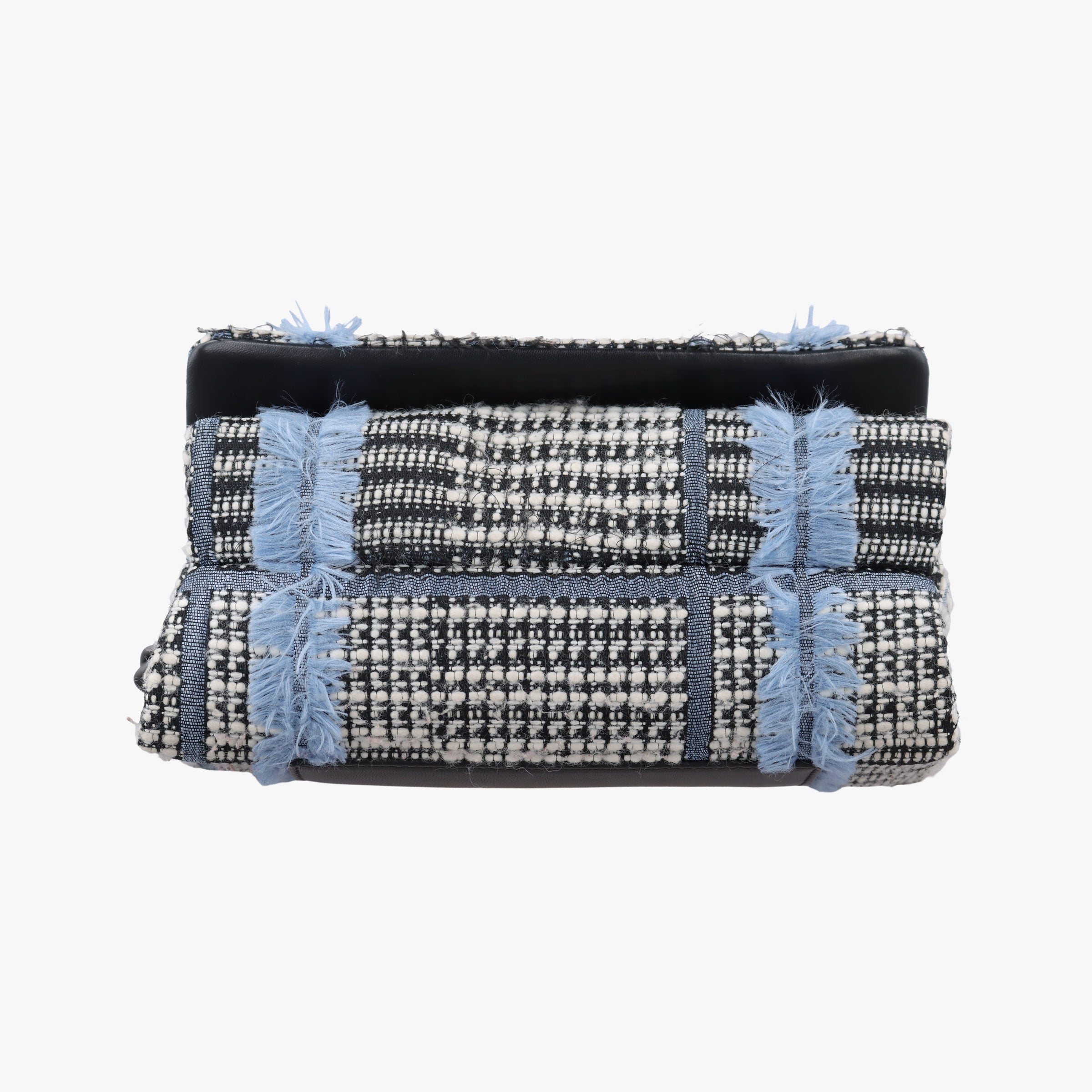 Pre-owned VERSACE Palazzo Sultan Blue×White Tweed  & Leather  shoulderbag | stylenewstar