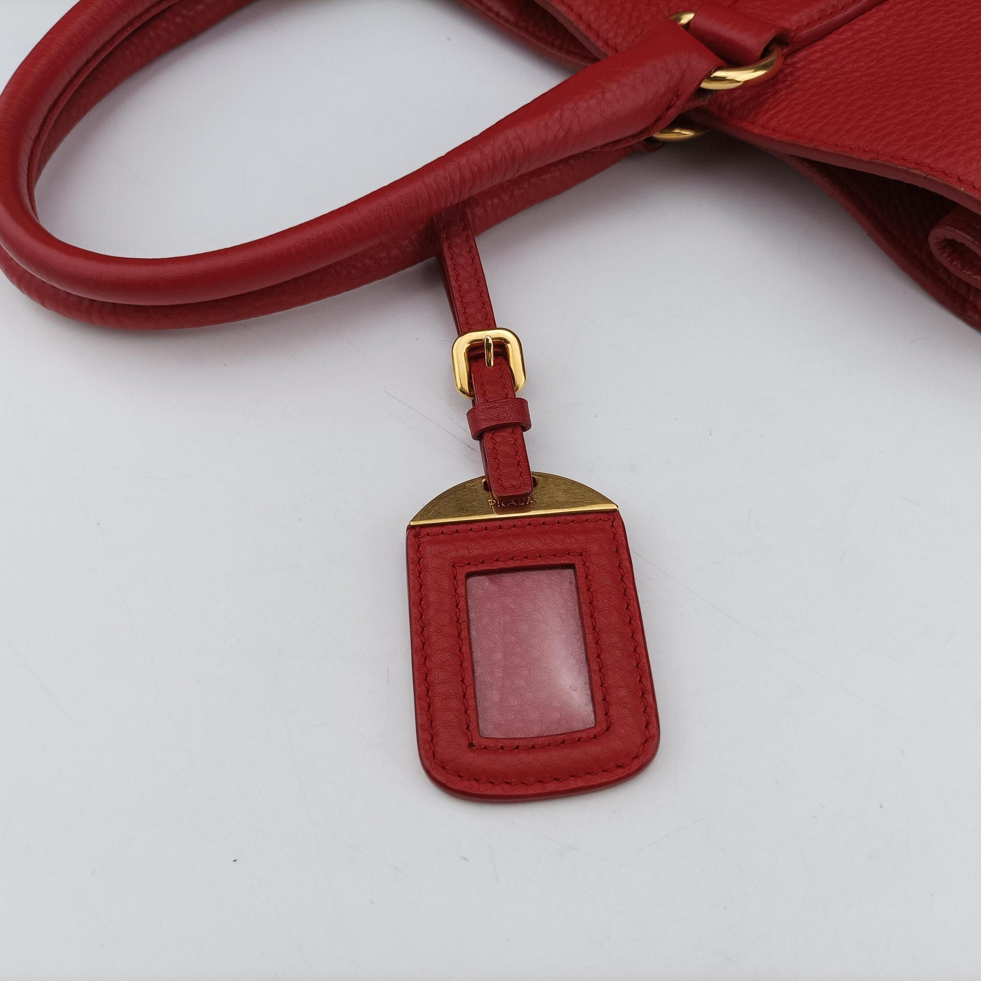 Secondhand Prada Vitello Daino Top Handle Red Leather BN2420 handbag | stylenewstar