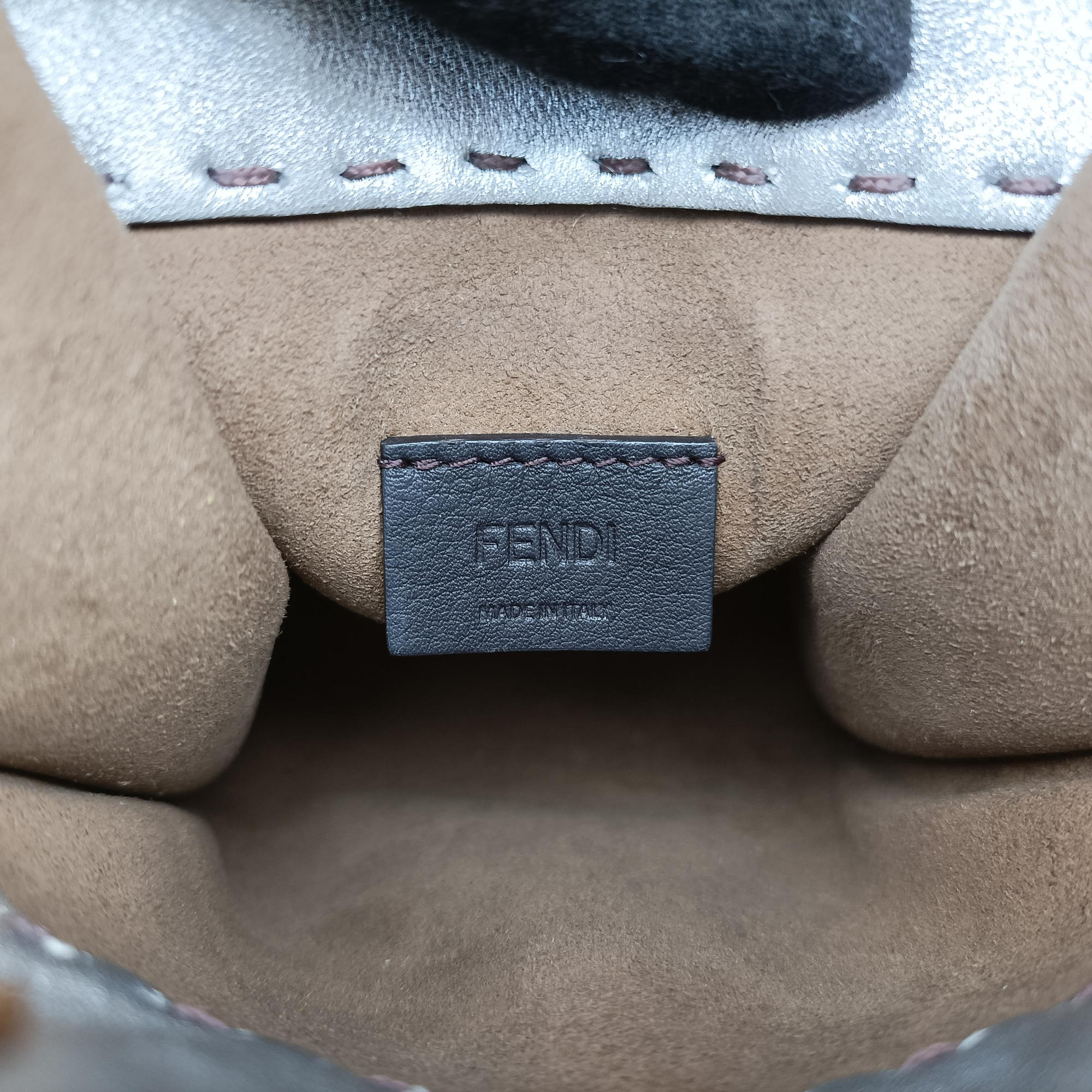 Vintage Fendi MINI SUNSHINE SHOPPER Silver Leather 8BS051 shoulderbag | stylenewstar