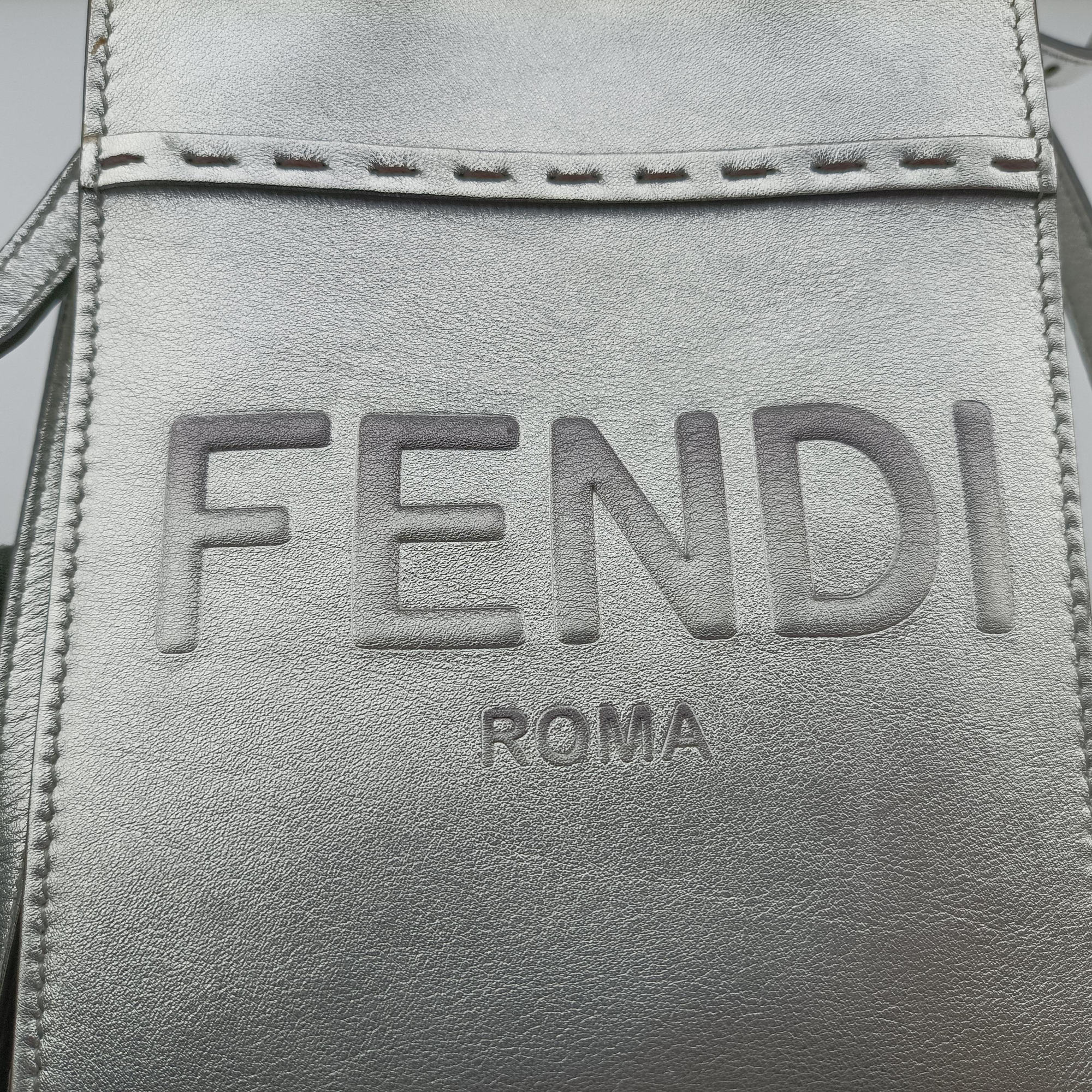 Vintage Fendi MINI SUNSHINE SHOPPER Silver Leather 8BS051 shoulderbag | stylenewstar