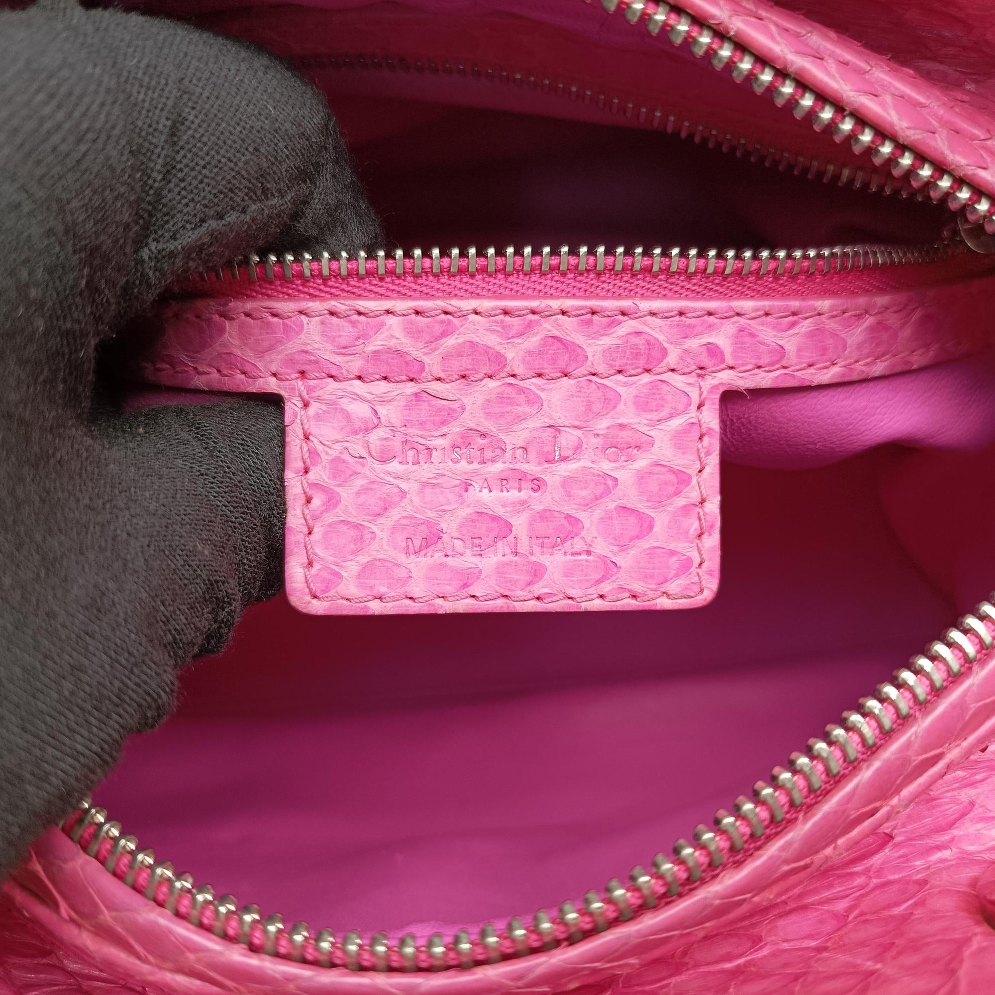 Secondhand Christian Dior Lady Dior Pink snakeskin  shoulderbag | stylenewstar