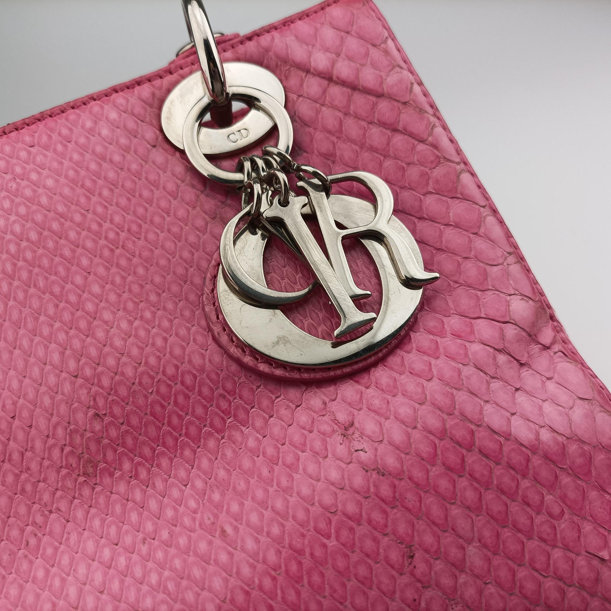 Secondhand Christian Dior Lady Dior Pink snakeskin  shoulderbag | stylenewstar