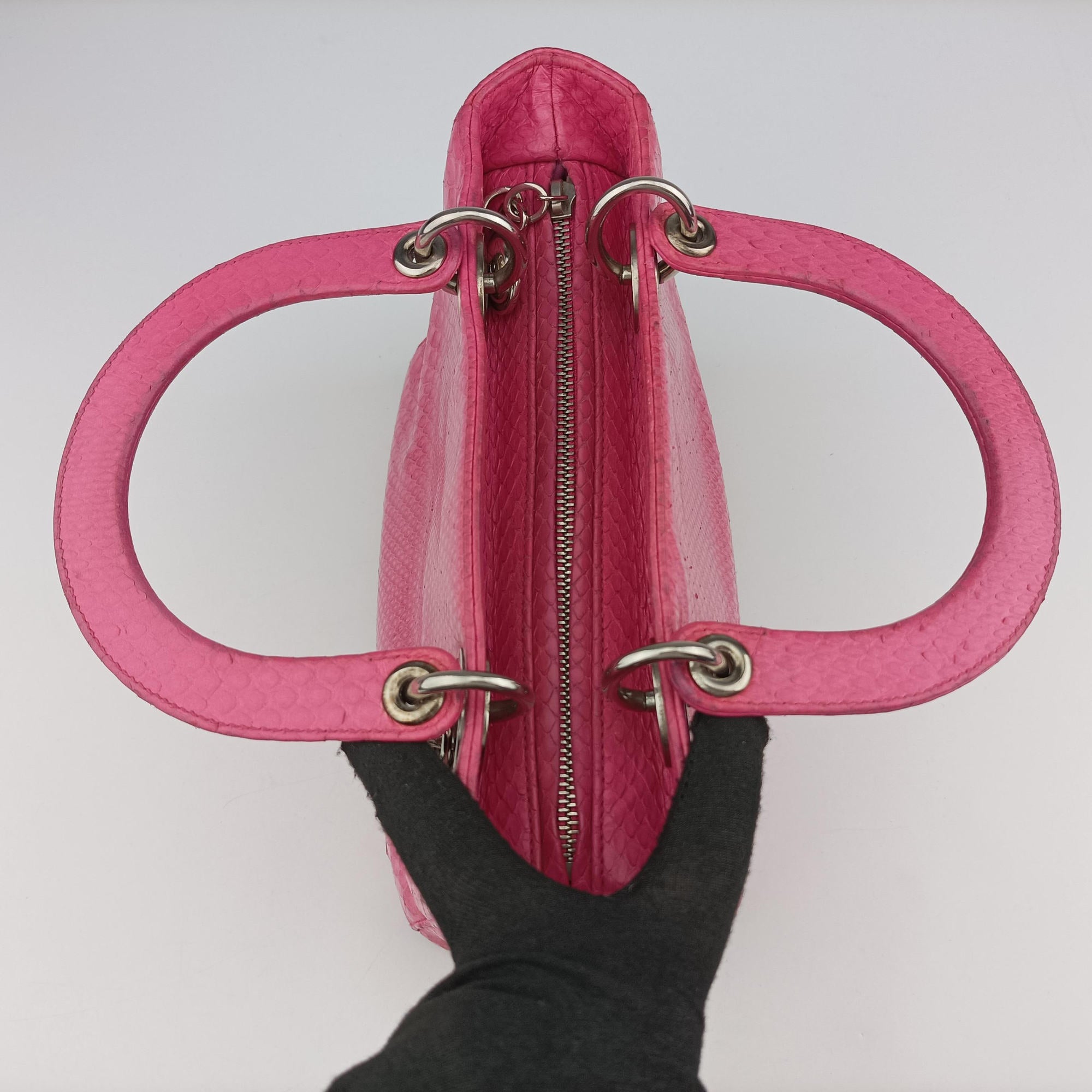 Secondhand Christian Dior Lady Dior Pink snakeskin  shoulderbag | stylenewstar