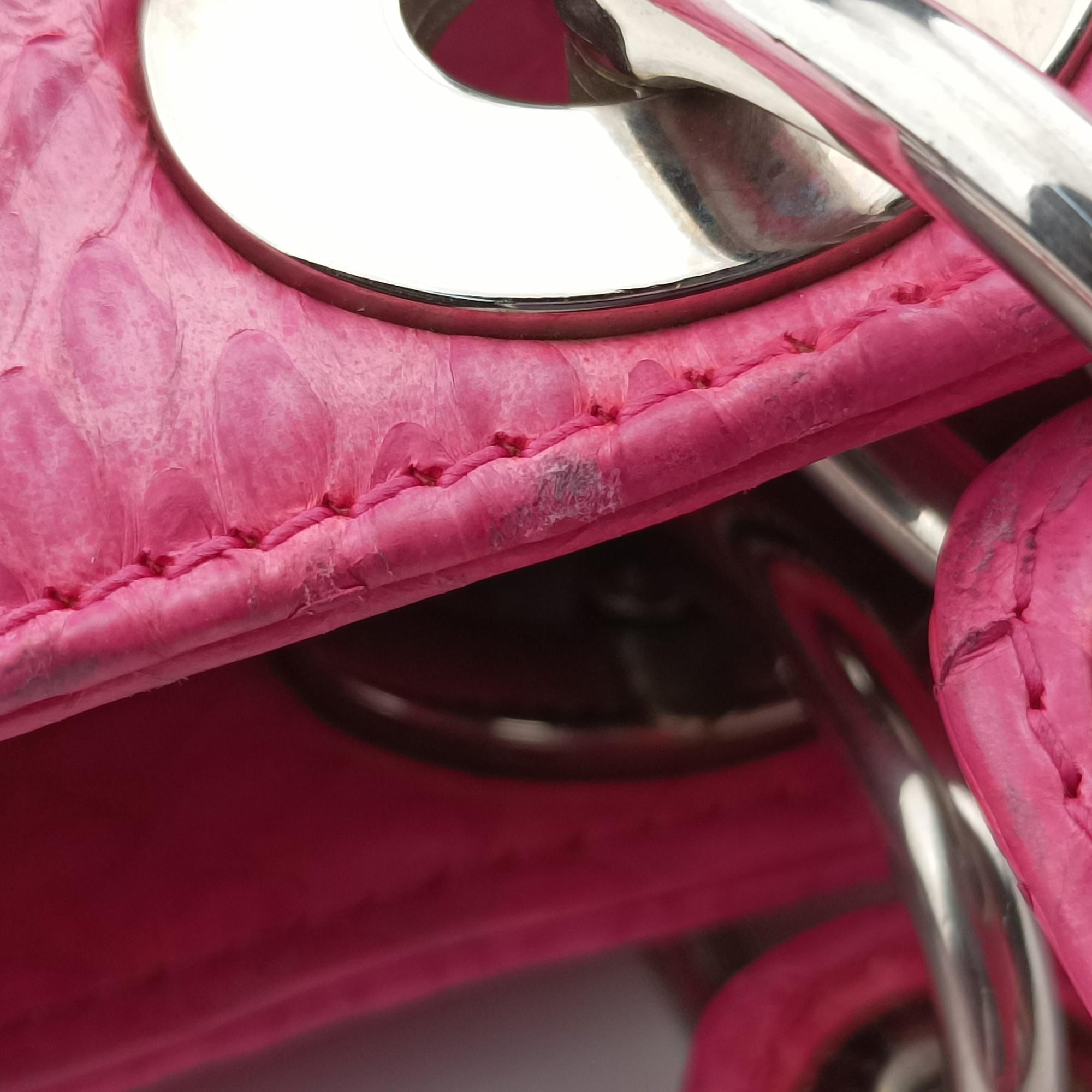 Secondhand Christian Dior Lady Dior Pink snakeskin  shoulderbag | stylenewstar