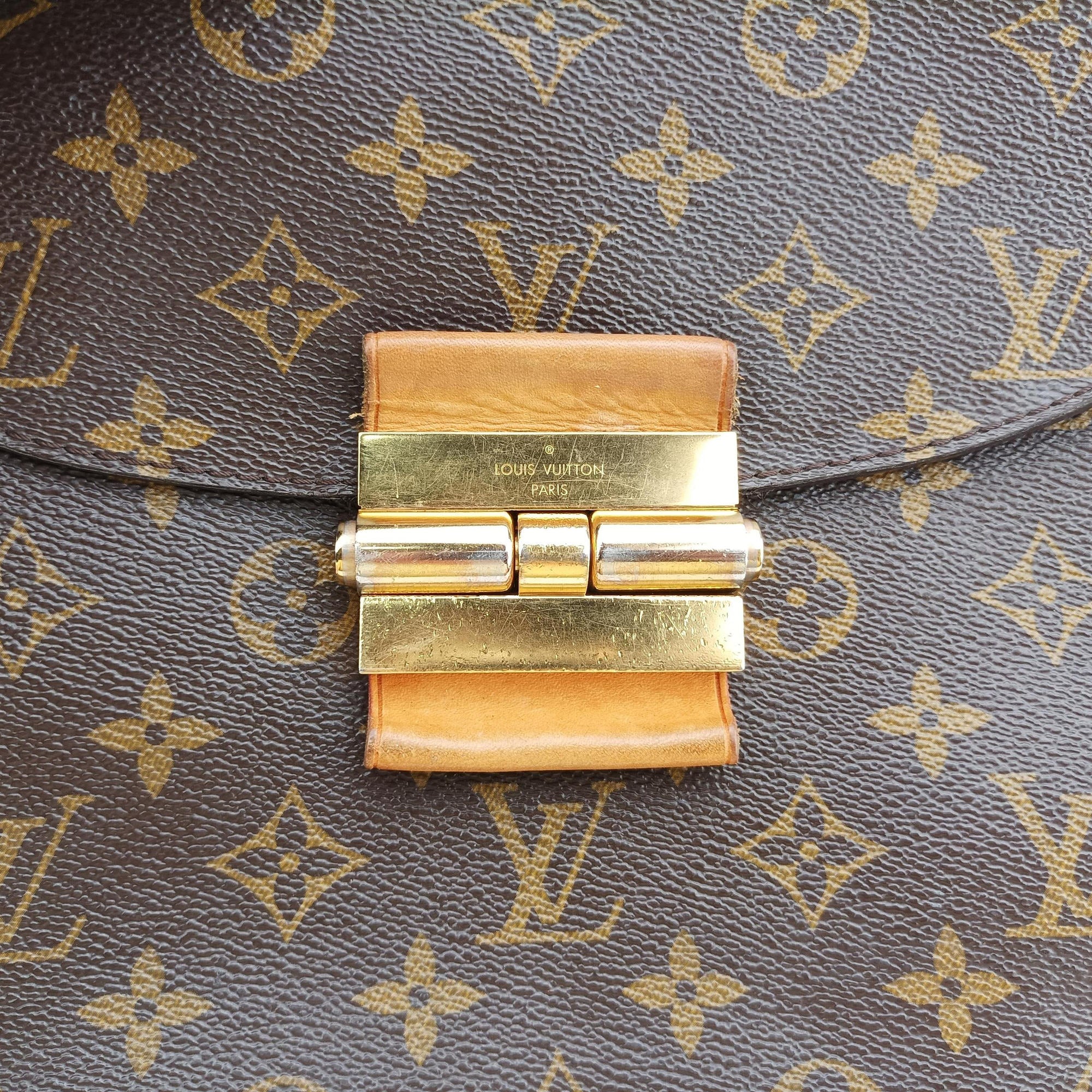 Pre-owned Louis Vuitton OLYMPE Brown×QUETSCHE Monogram Canvas×calf leather M40926 handbag | stylenewstar