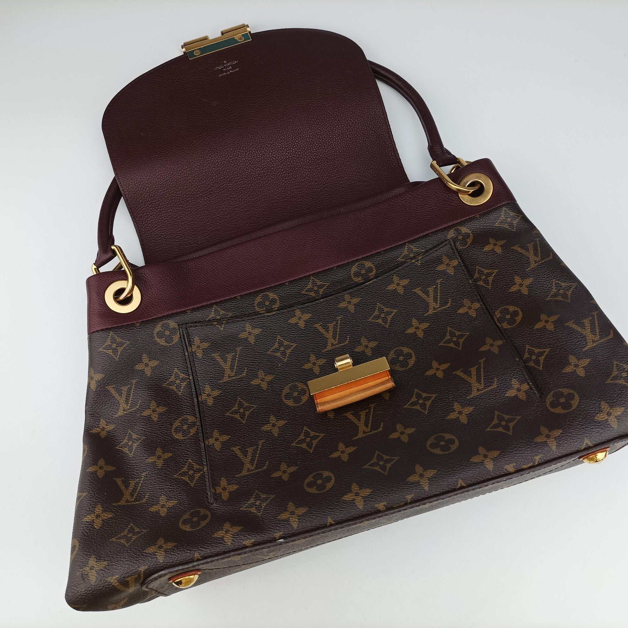 Pre-owned Louis Vuitton OLYMPE Brown×QUETSCHE Monogram Canvas×calf leather M40926 handbag | stylenewstar