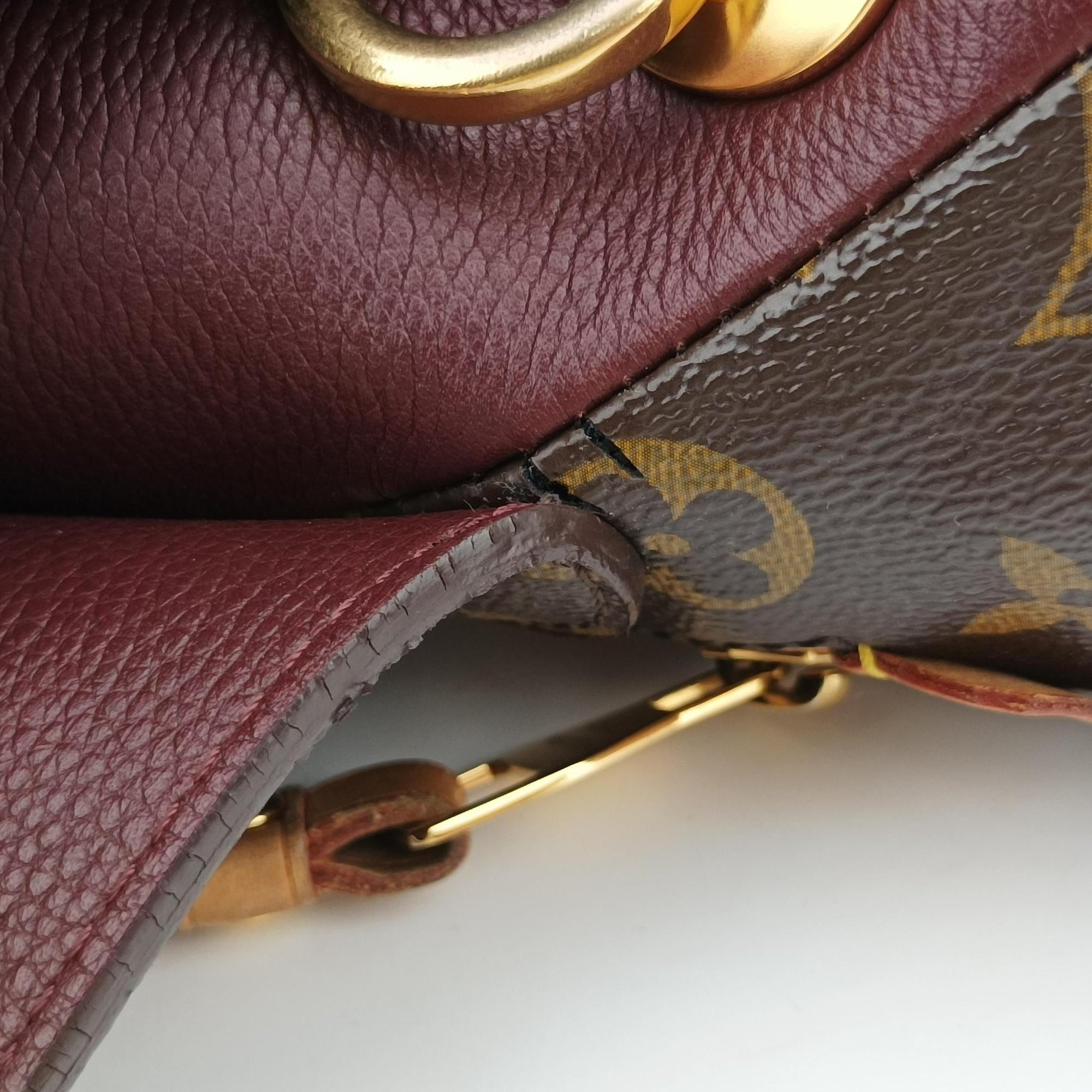 Pre-owned Louis Vuitton OLYMPE Brown×QUETSCHE Monogram Canvas×calf leather M40926 handbag | stylenewstar