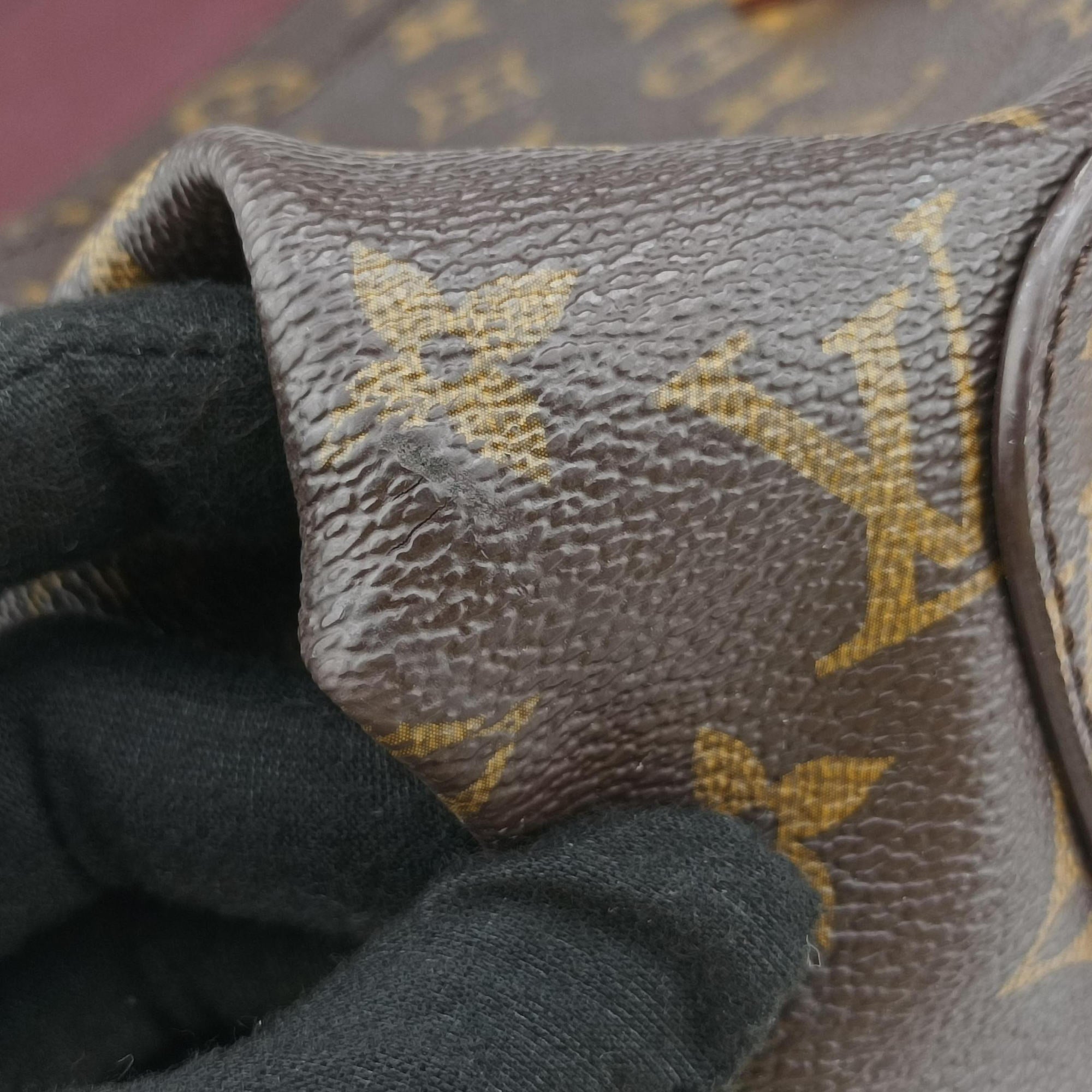 Pre-owned Louis Vuitton OLYMPE Brown×QUETSCHE Monogram Canvas×calf leather M40926 handbag | stylenewstar