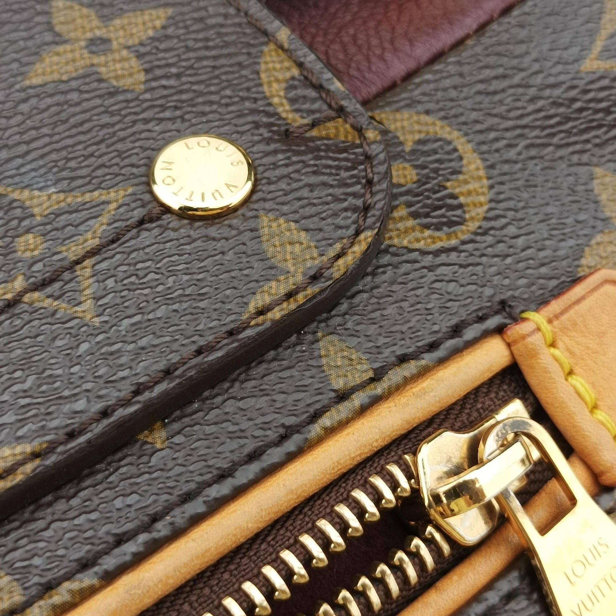 Pre-owned Louis Vuitton OLYMPE Brown×QUETSCHE Monogram Canvas×calf leather M40926 handbag | stylenewstar