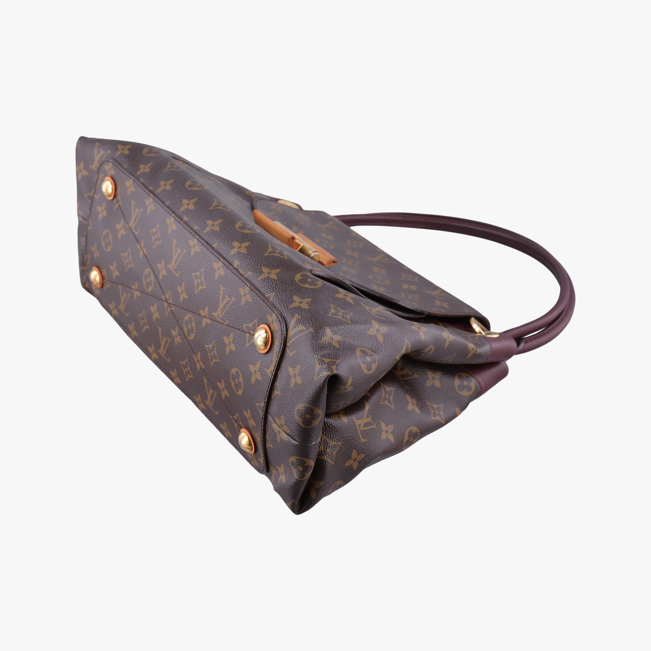Pre-owned Louis Vuitton OLYMPE Brown×QUETSCHE Monogram Canvas×calf leather M40926 handbag | stylenewstar