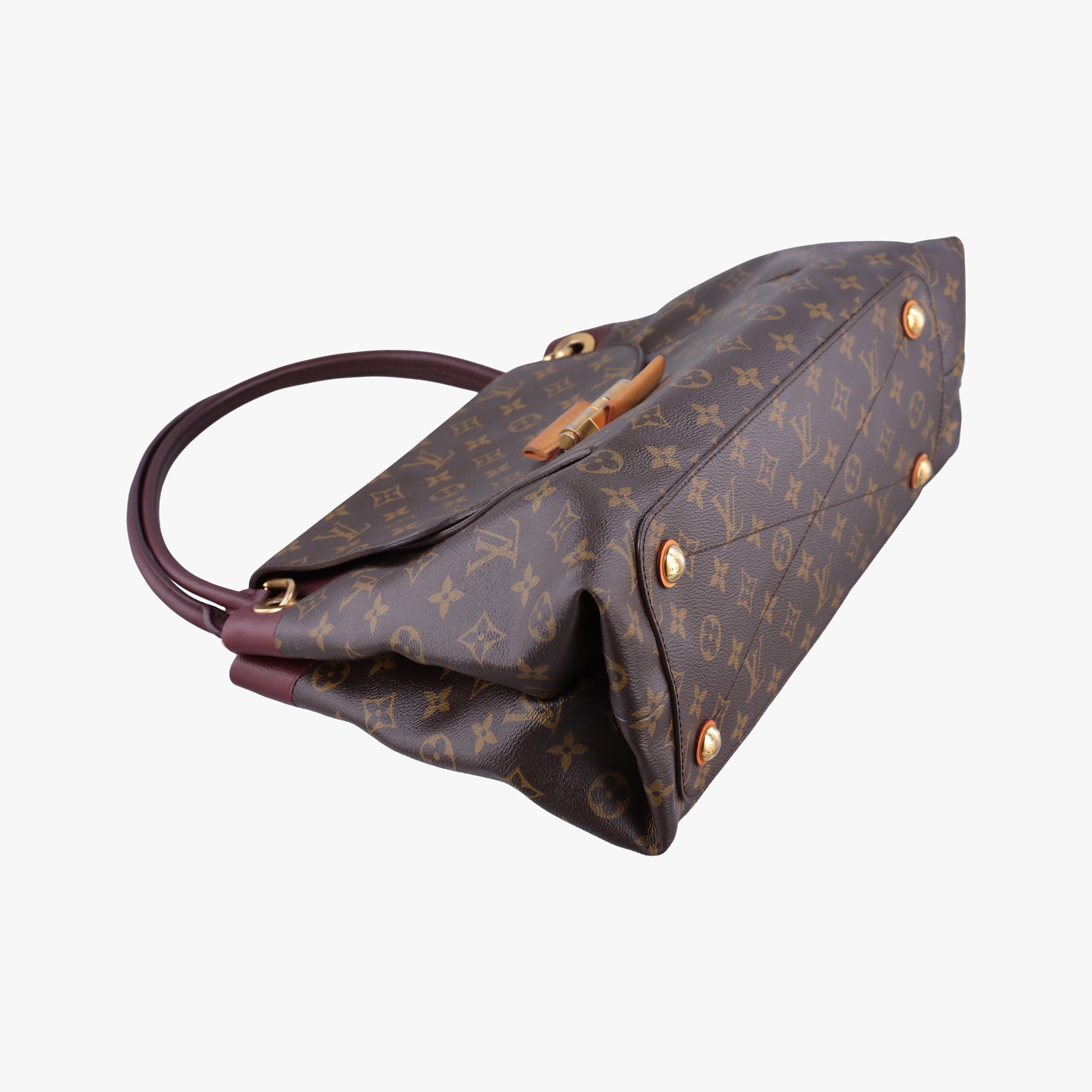 Pre-owned Louis Vuitton OLYMPE Brown×QUETSCHE Monogram Canvas×calf leather M40926 handbag | stylenewstar