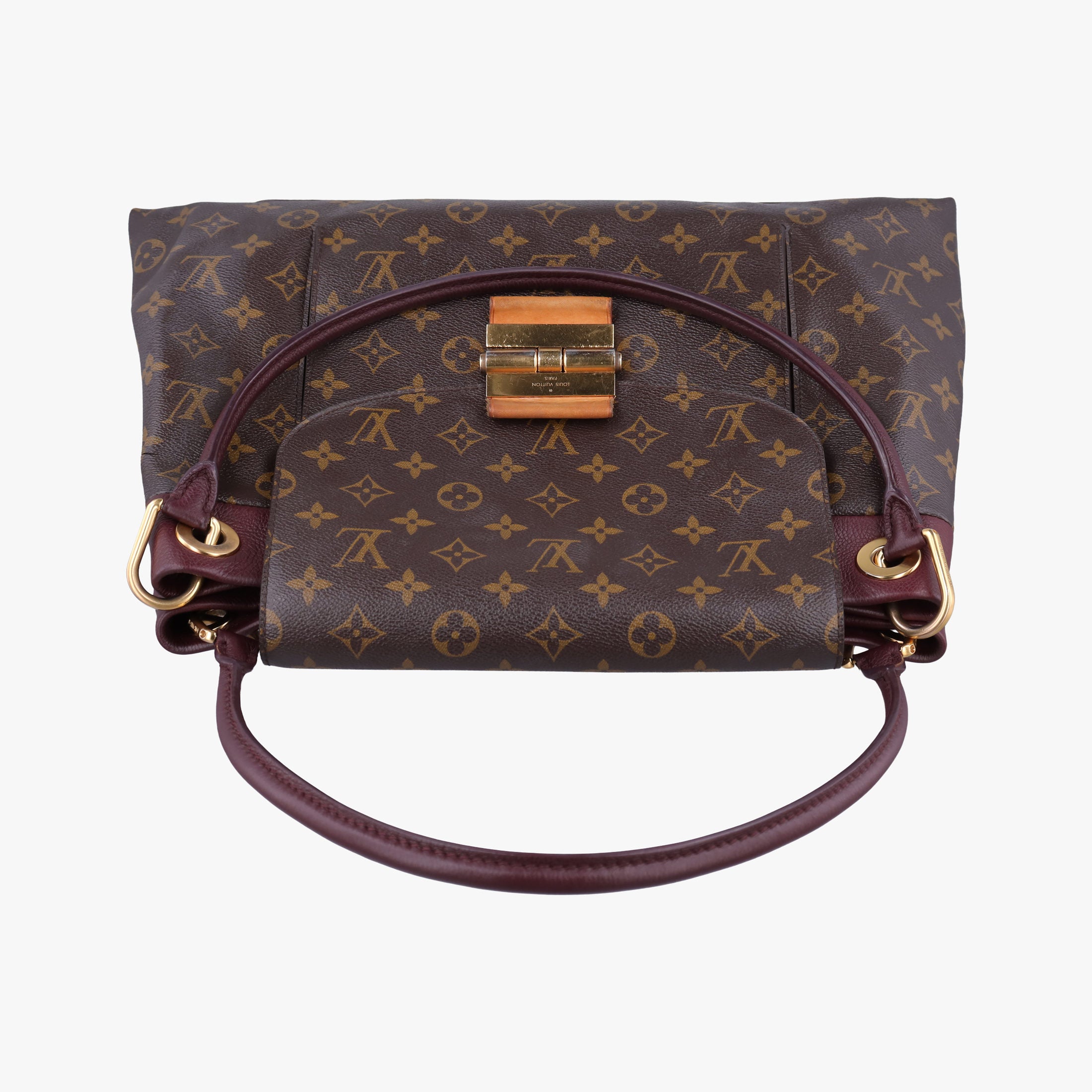 Pre-owned Louis Vuitton OLYMPE Brown×QUETSCHE Monogram Canvas×calf leather M40926 handbag | stylenewstar