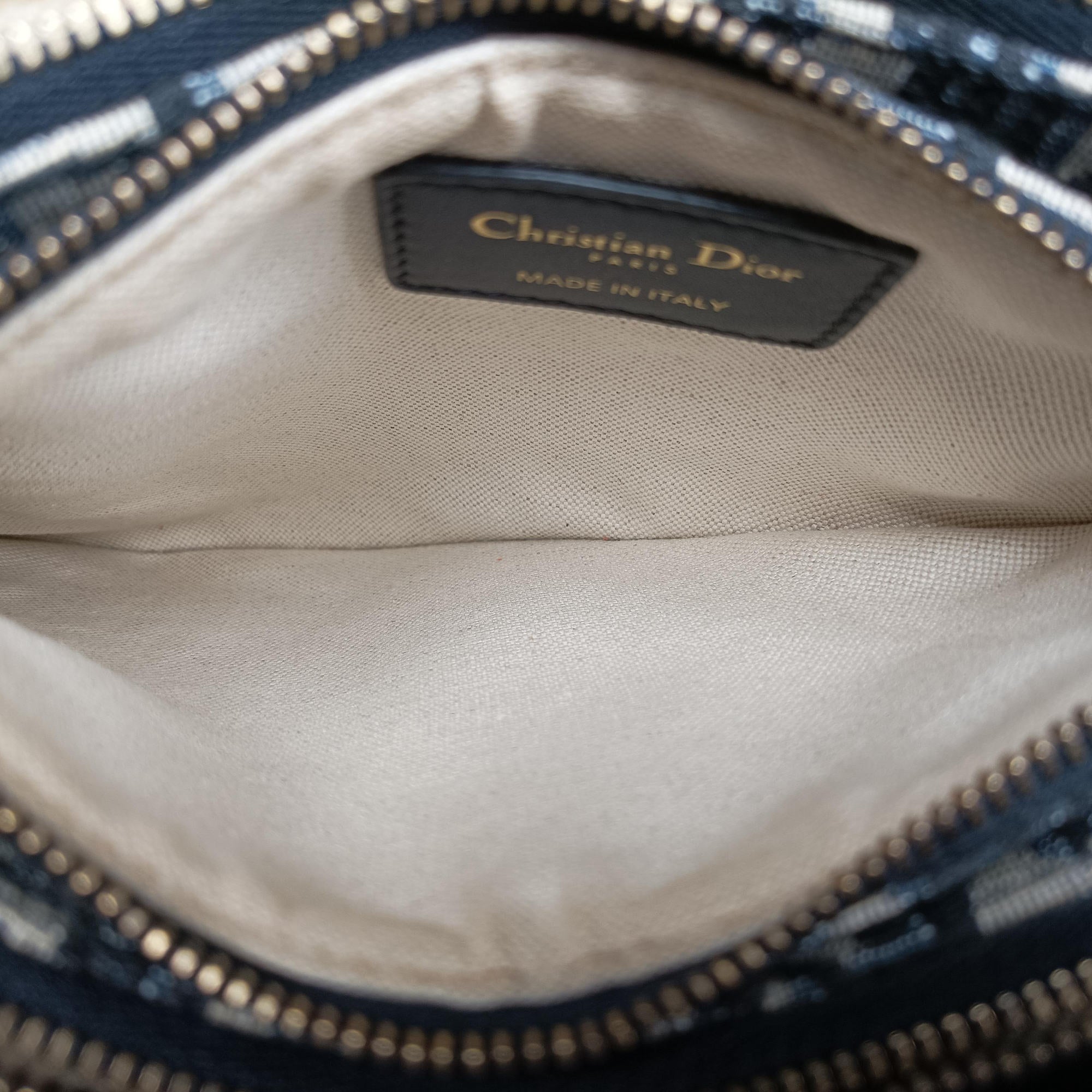 Pre-owned Christian Dior Saddle Navy×Gray Jacquard  shoulderbag | stylenewstar