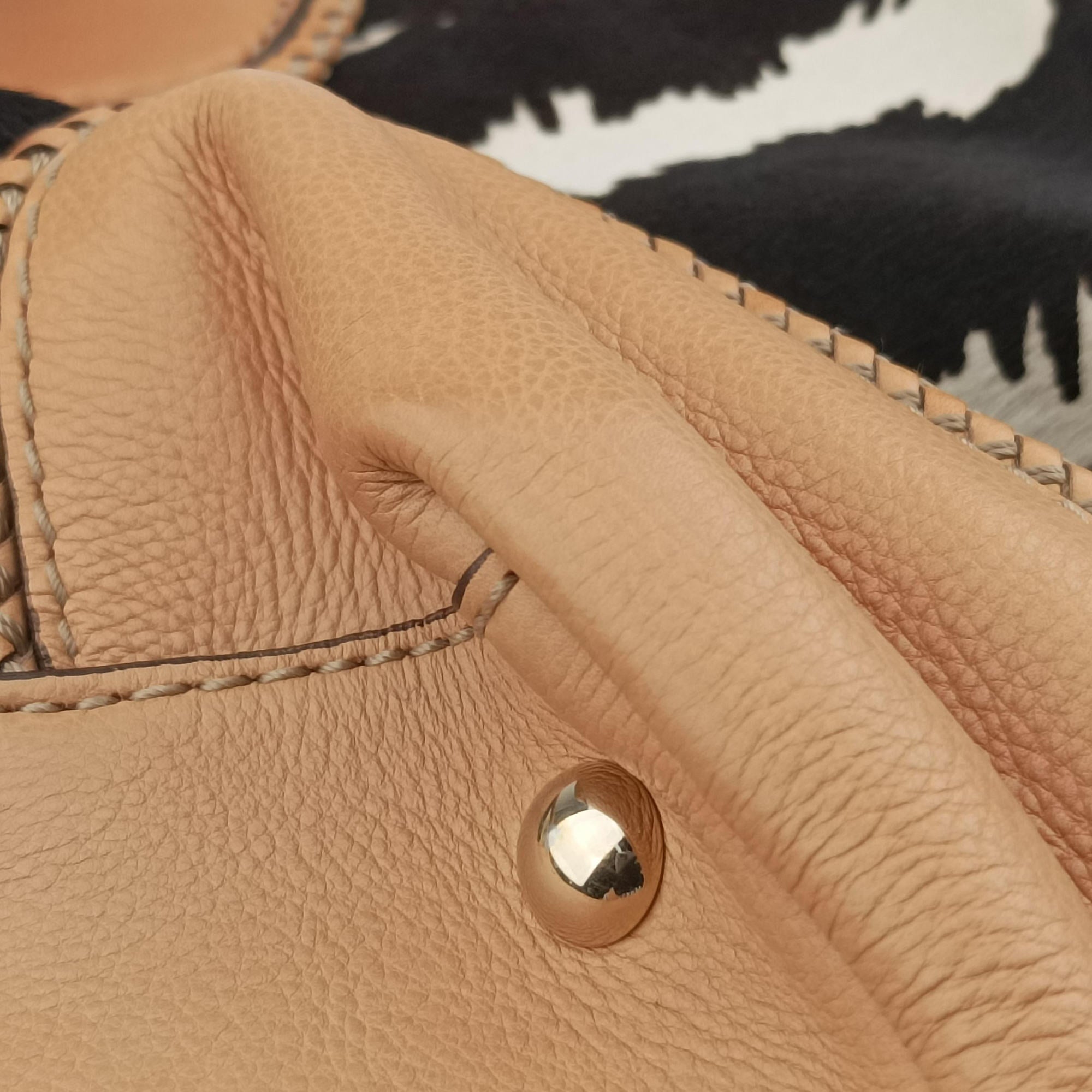 Pre-owned Gucci Zebra Printed Marrakech Black×White×Beige ponyhair 257023 handbag | stylenewstar