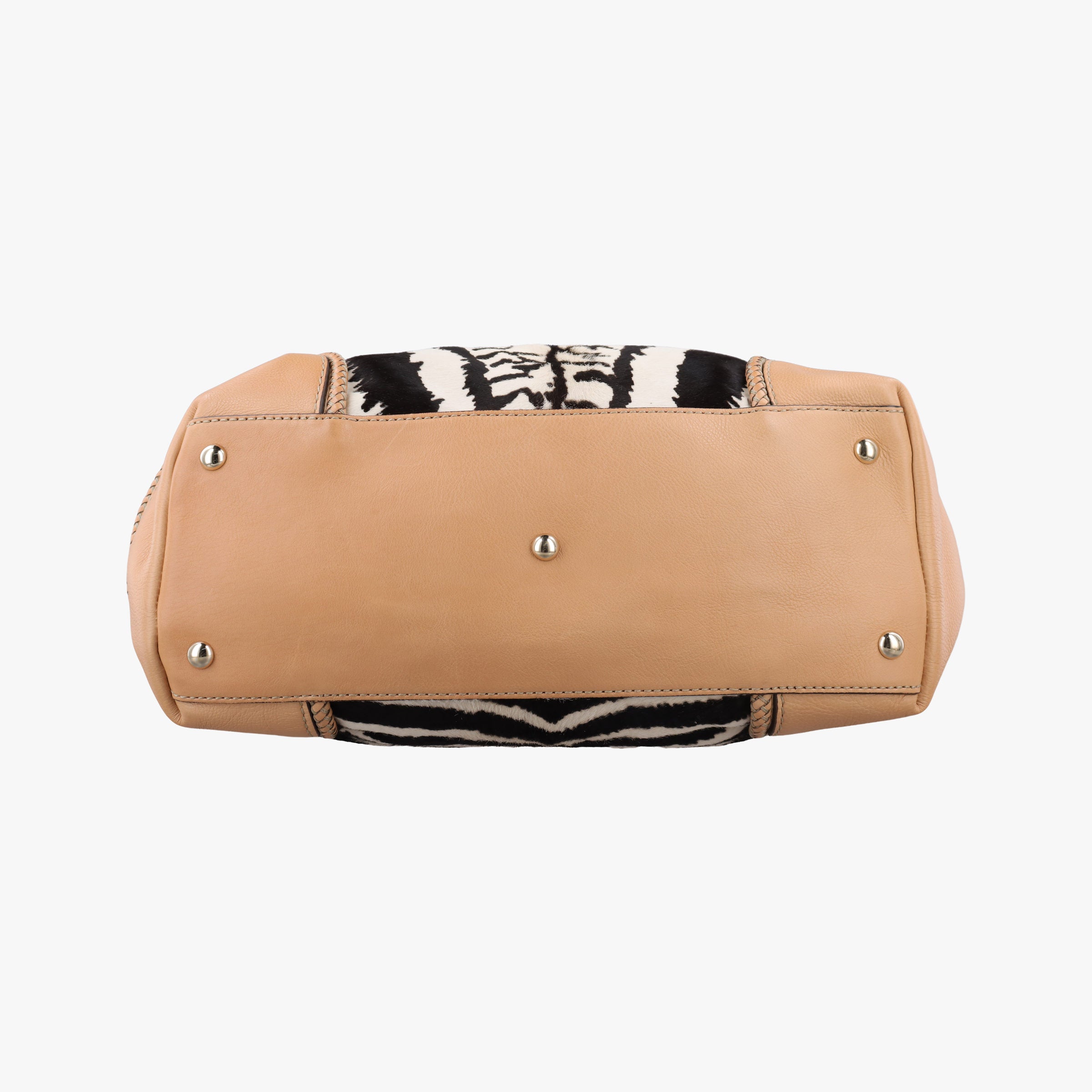 Pre-owned Gucci Zebra Printed Marrakech Black×White×Beige ponyhair 257023 handbag | stylenewstar