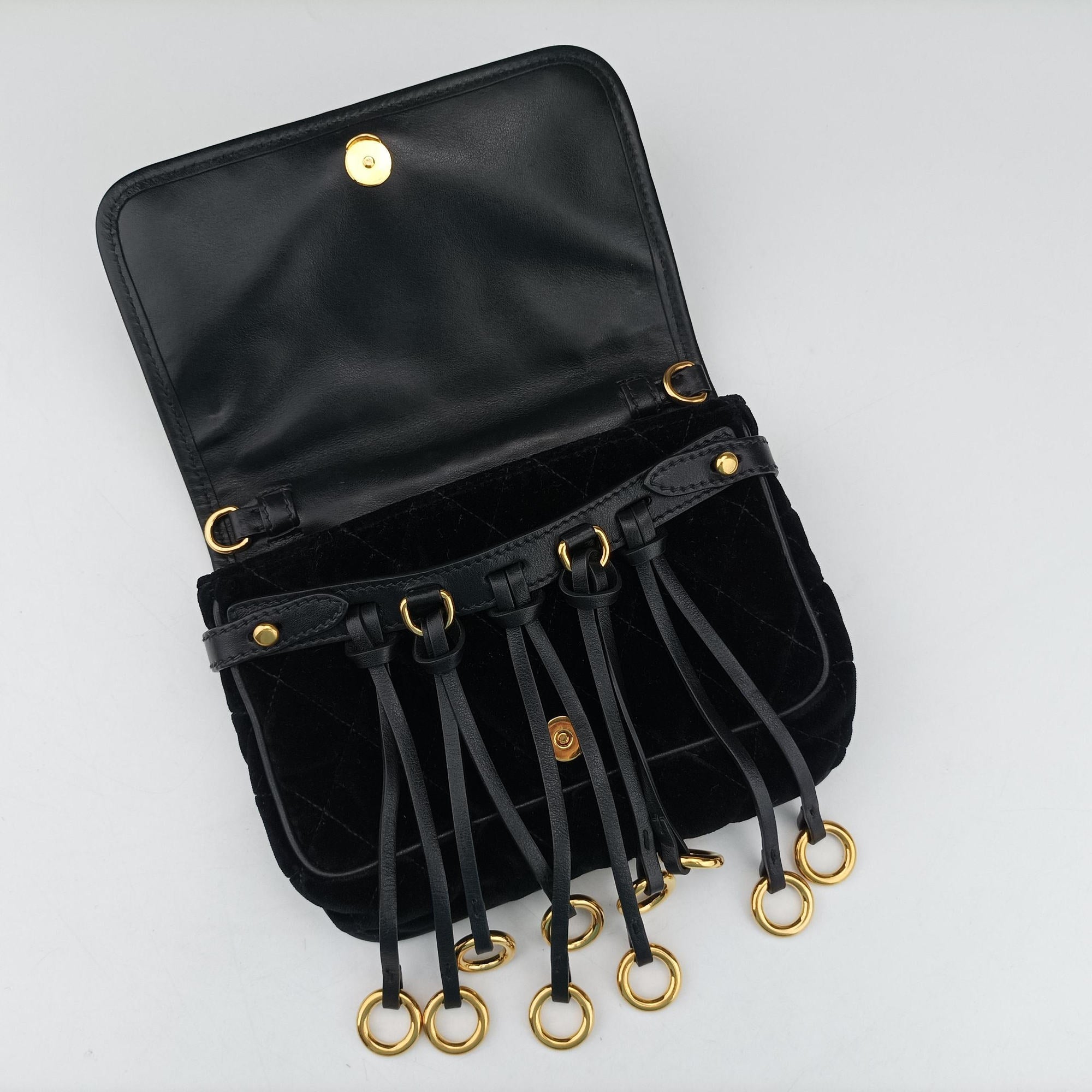 Vintage Prada Impuntu Velluto Corsaire Black Velvet×Calf Leather  bum bag/waist bag | stylenewstar