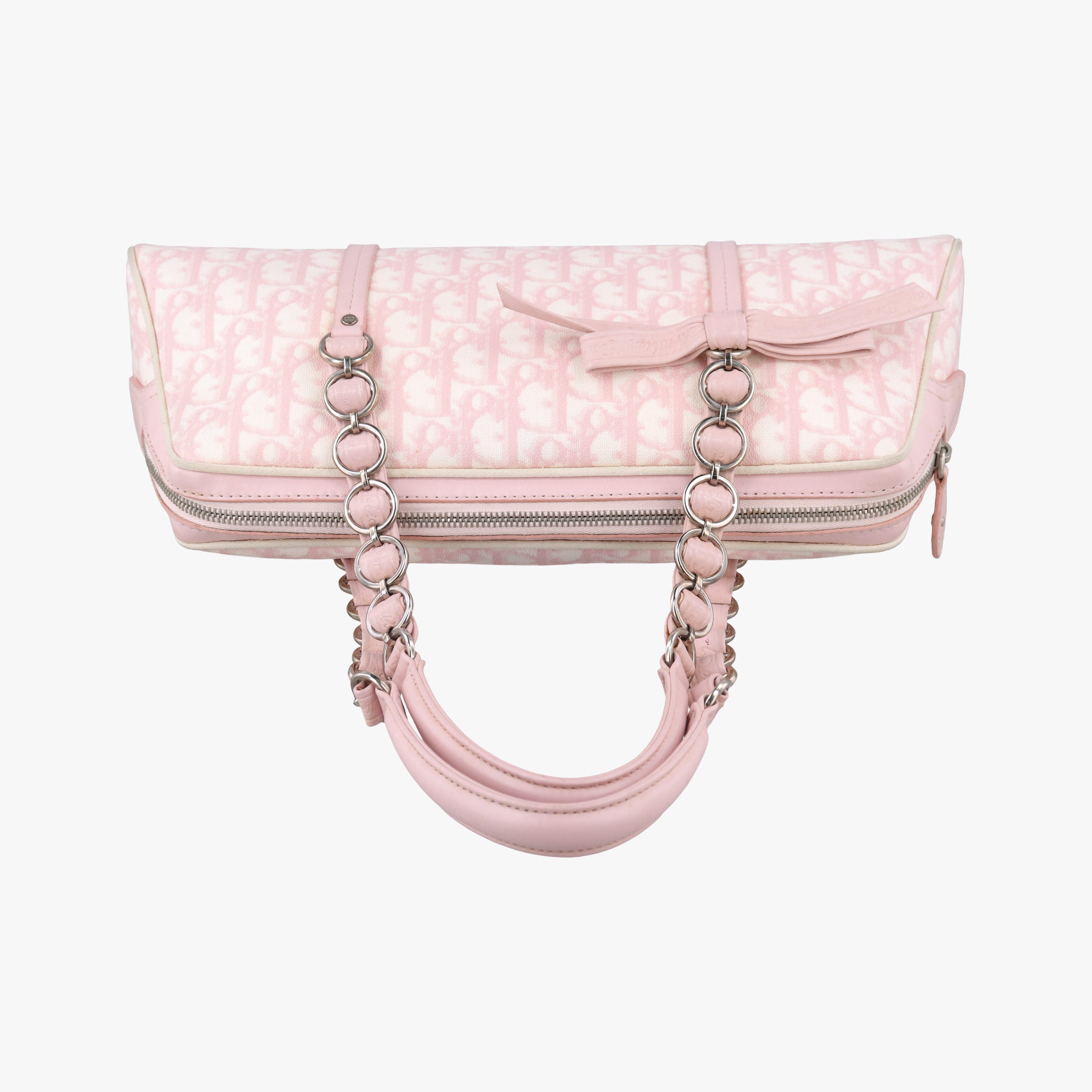 Pre-owned Christian Dior Romantic Trotter Pink pvc coated canvas×Leather  shoulderbag | stylenewstar