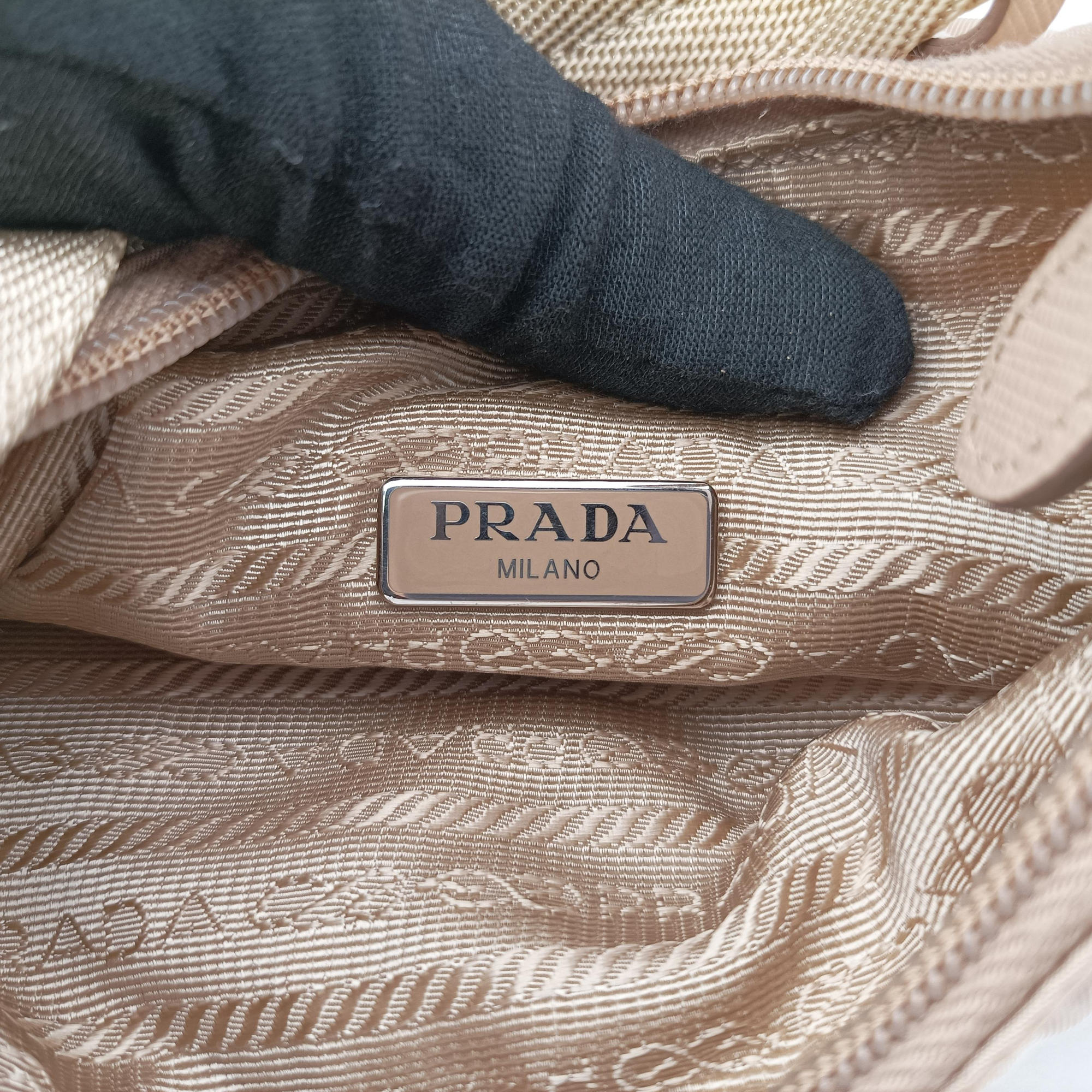 Vintage Prada Re-Edition 2005 Re-Nylon Bag Beige nylon 1BH204 handbag | stylenewstar