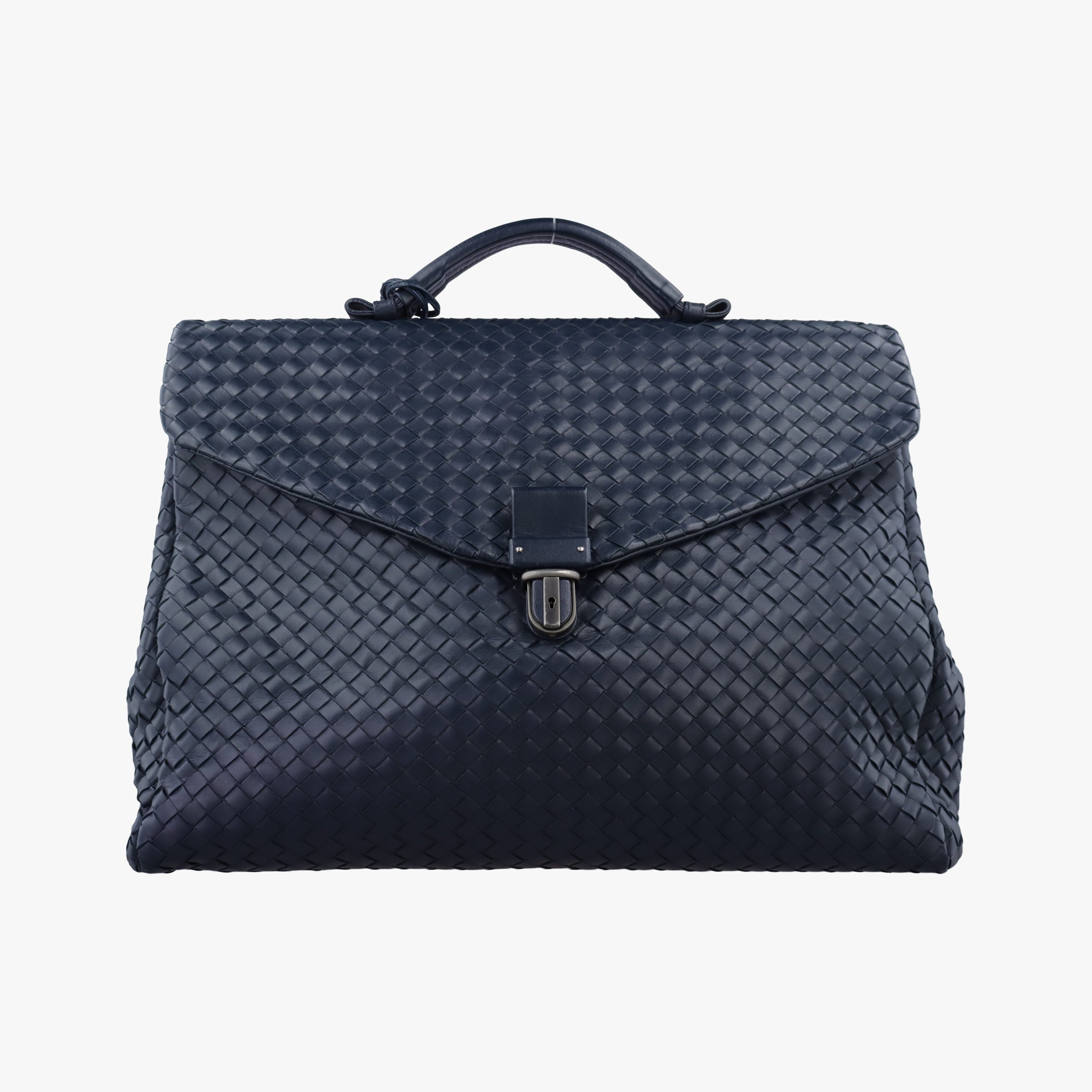 Vintage Bottega Veneta Intrecciato Navy lambskin  handbag | stylenewstar
