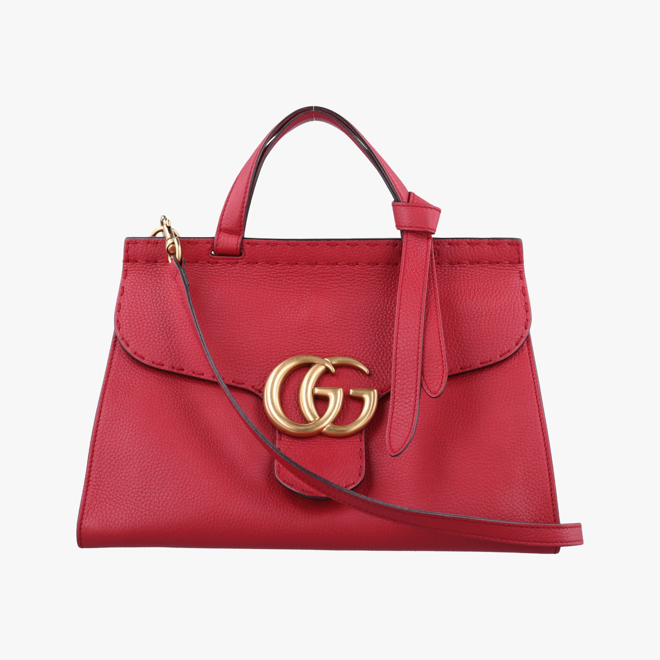 Pre-owned Gucci GG Marmont Red Leather 421890 shoulderbag | stylenewstar