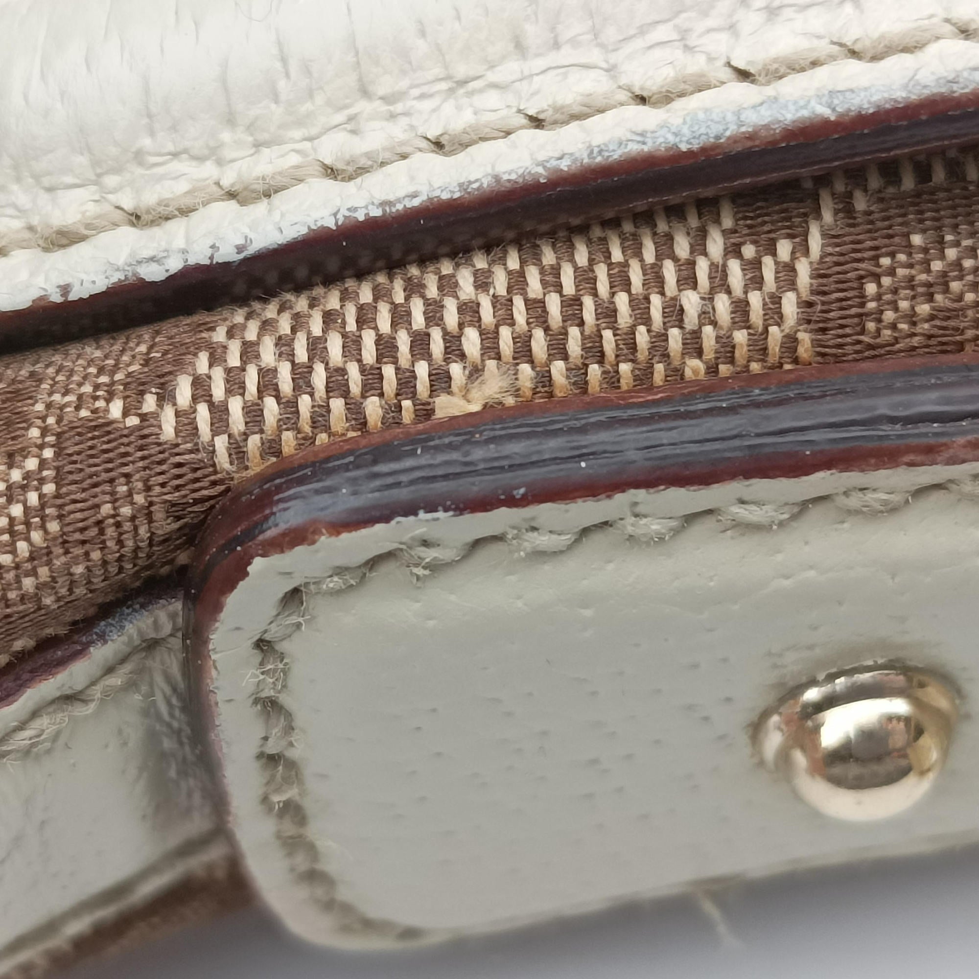Pre-owned Gucci Web Treasure Flap White×Multicolour Leather×Canvas 145999 shoulderbag | stylenewstar