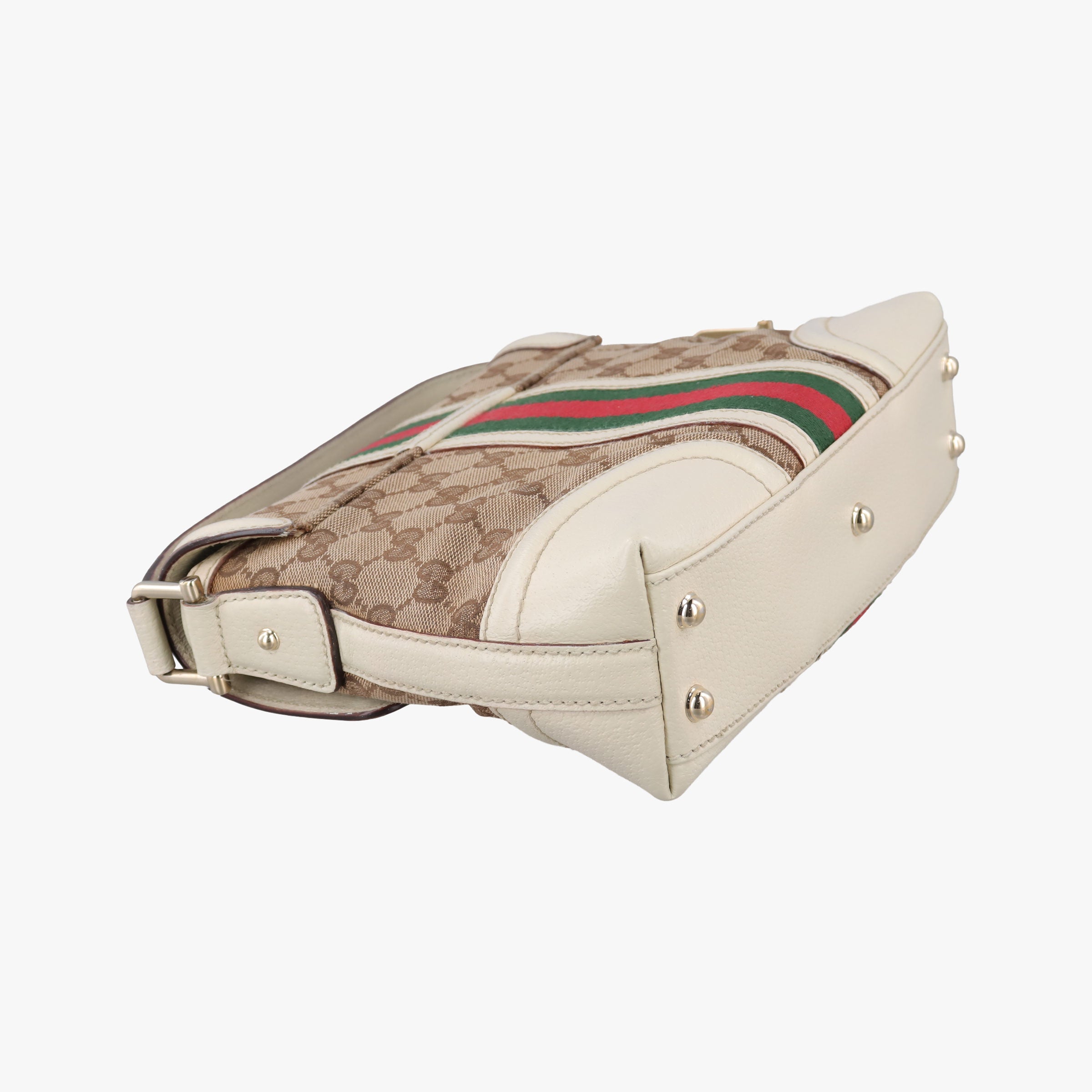 Pre-owned Gucci Web Treasure Flap White×Multicolour Leather×Canvas 145999 shoulderbag | stylenewstar