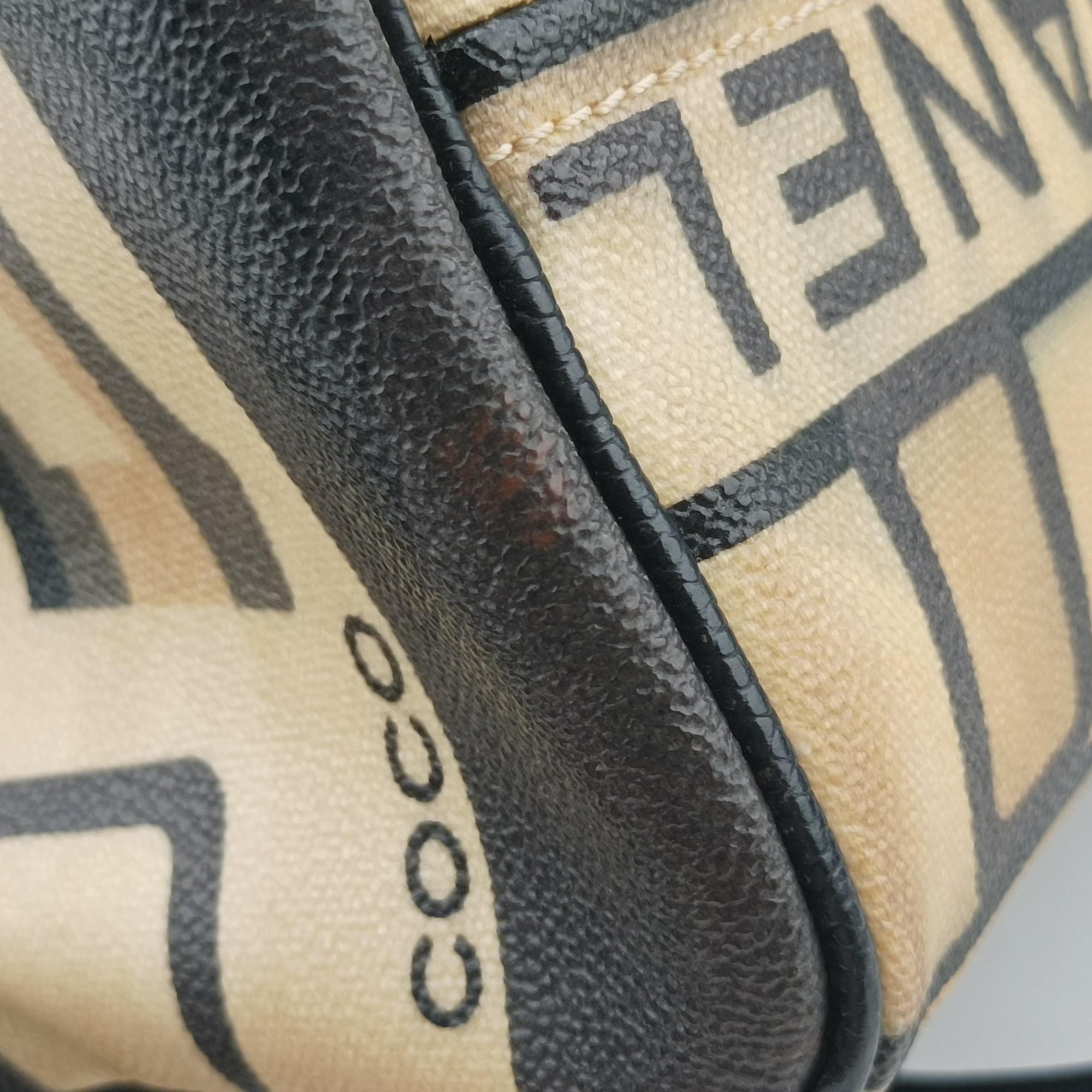Vintage Chanel 31 Rue Cambon Graffiti Mini Boston Beige × Black Coated Canvas  handbag | stylenewstar