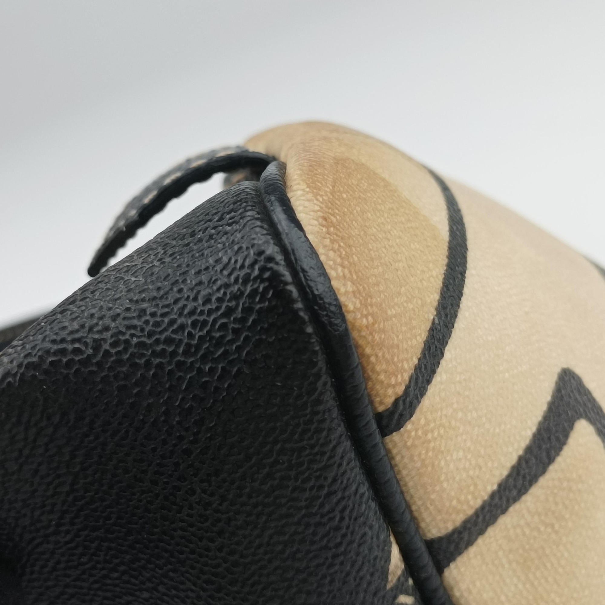 Vintage Chanel 31 Rue Cambon Graffiti Mini Boston Beige × Black Coated Canvas  handbag | stylenewstar