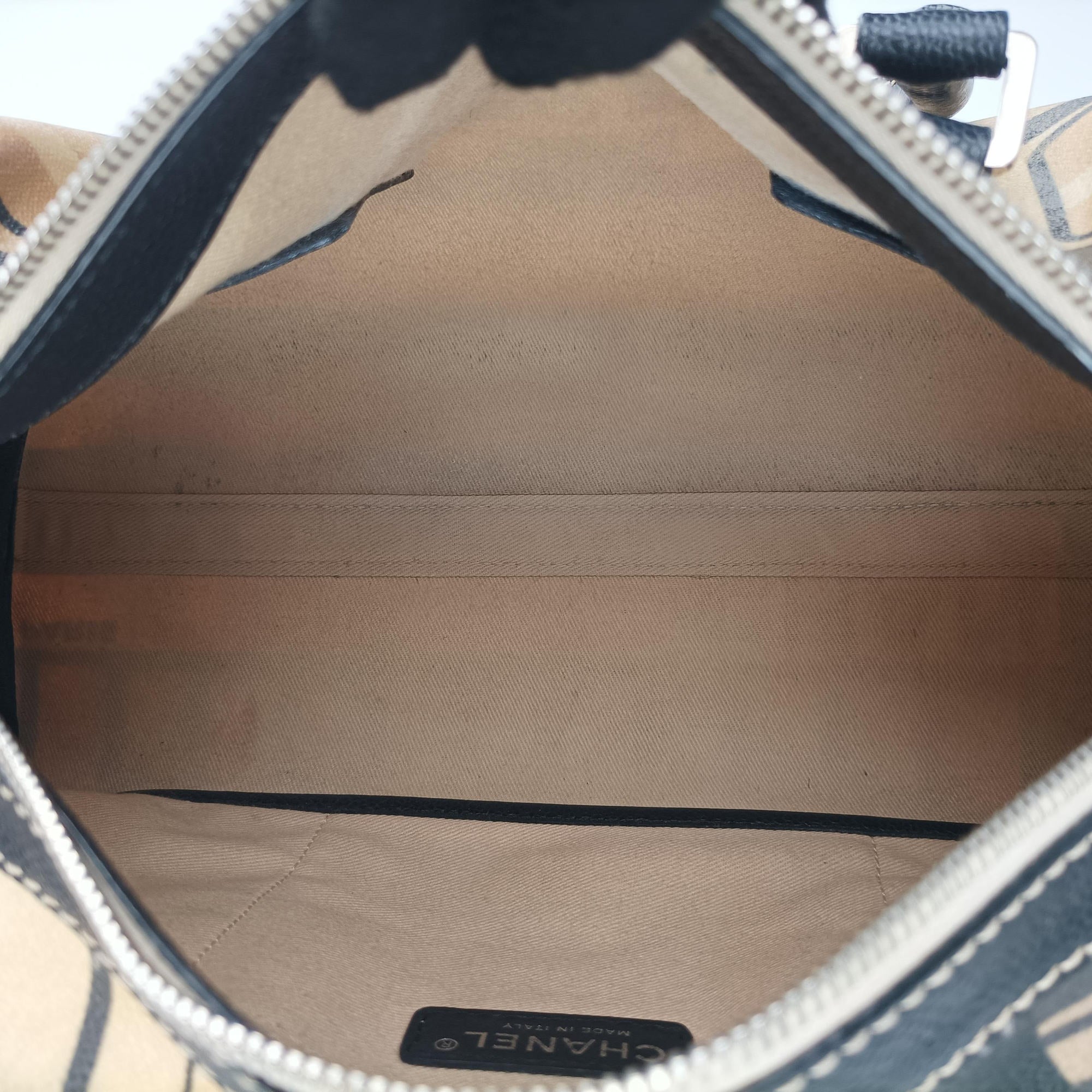 Vintage Chanel 31 Rue Cambon Graffiti Mini Boston Beige × Black Coated Canvas  handbag | stylenewstar