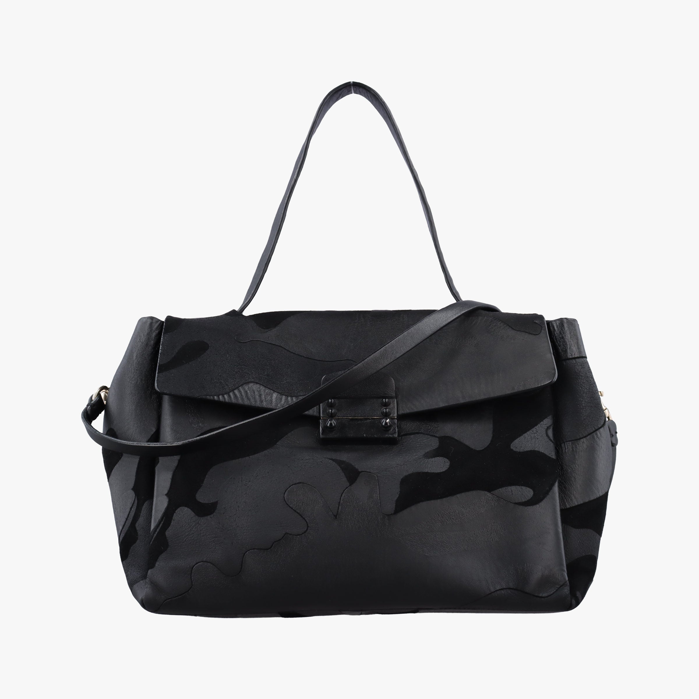 Vintage Valentino Rockstud Black Canvas×Leather  shoulderbag | stylenewstar