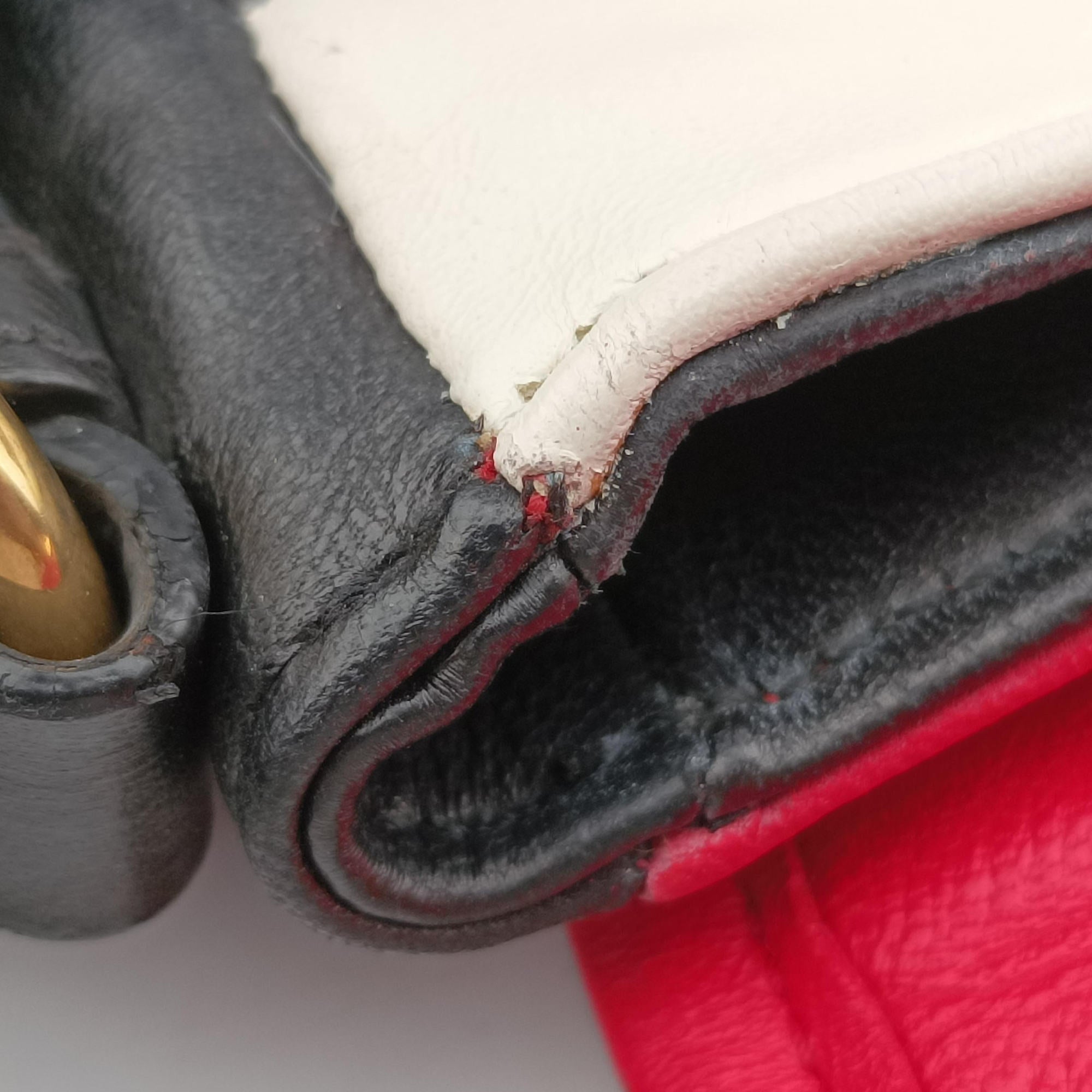 Pre-owned Miu Miu NAPPA BIKER Red × Black Leather 5BD062 shoulderbag | stylenewstar