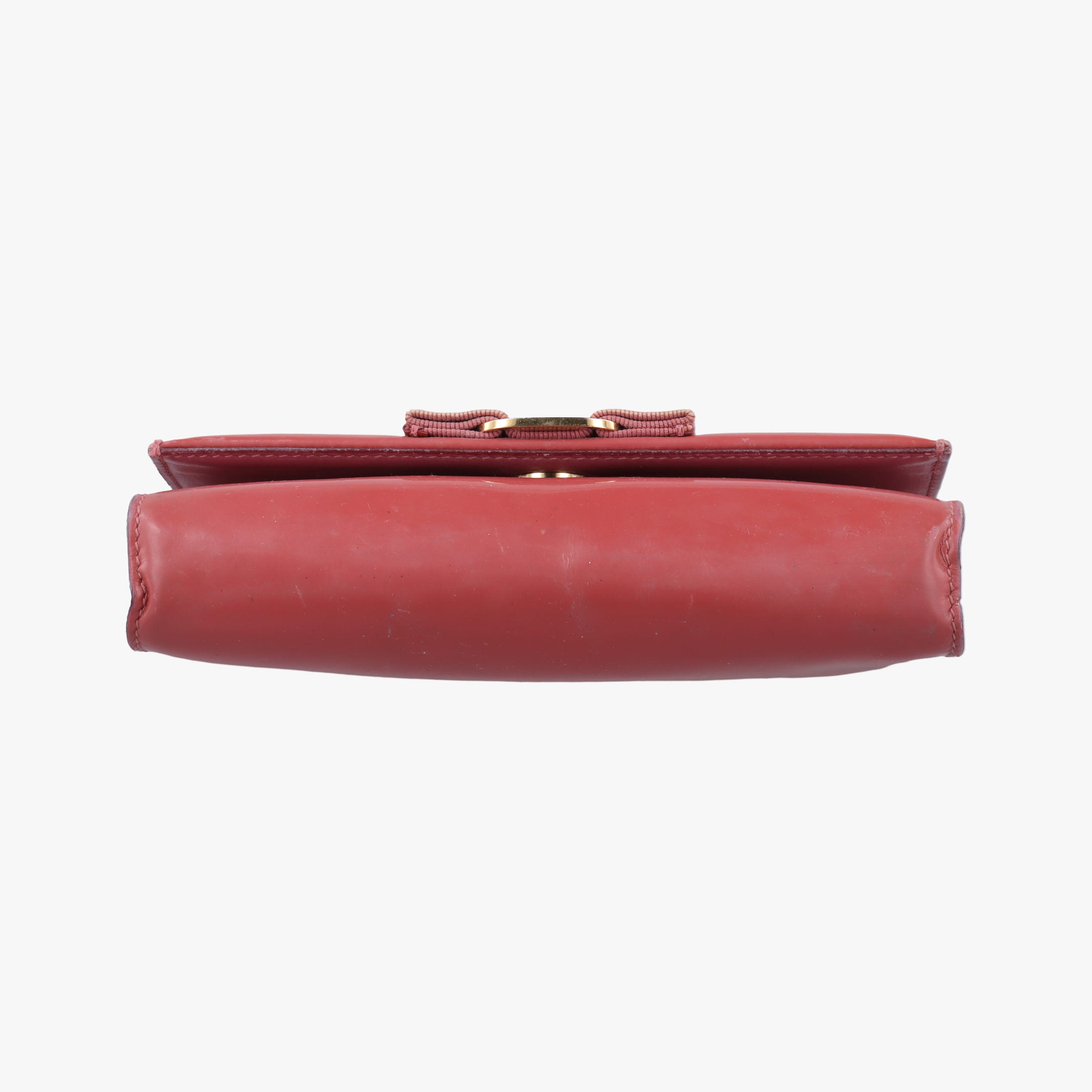 Pre-owned Ferragamo Ginny Vara Red Leather  shoulderbag | stylenewstar