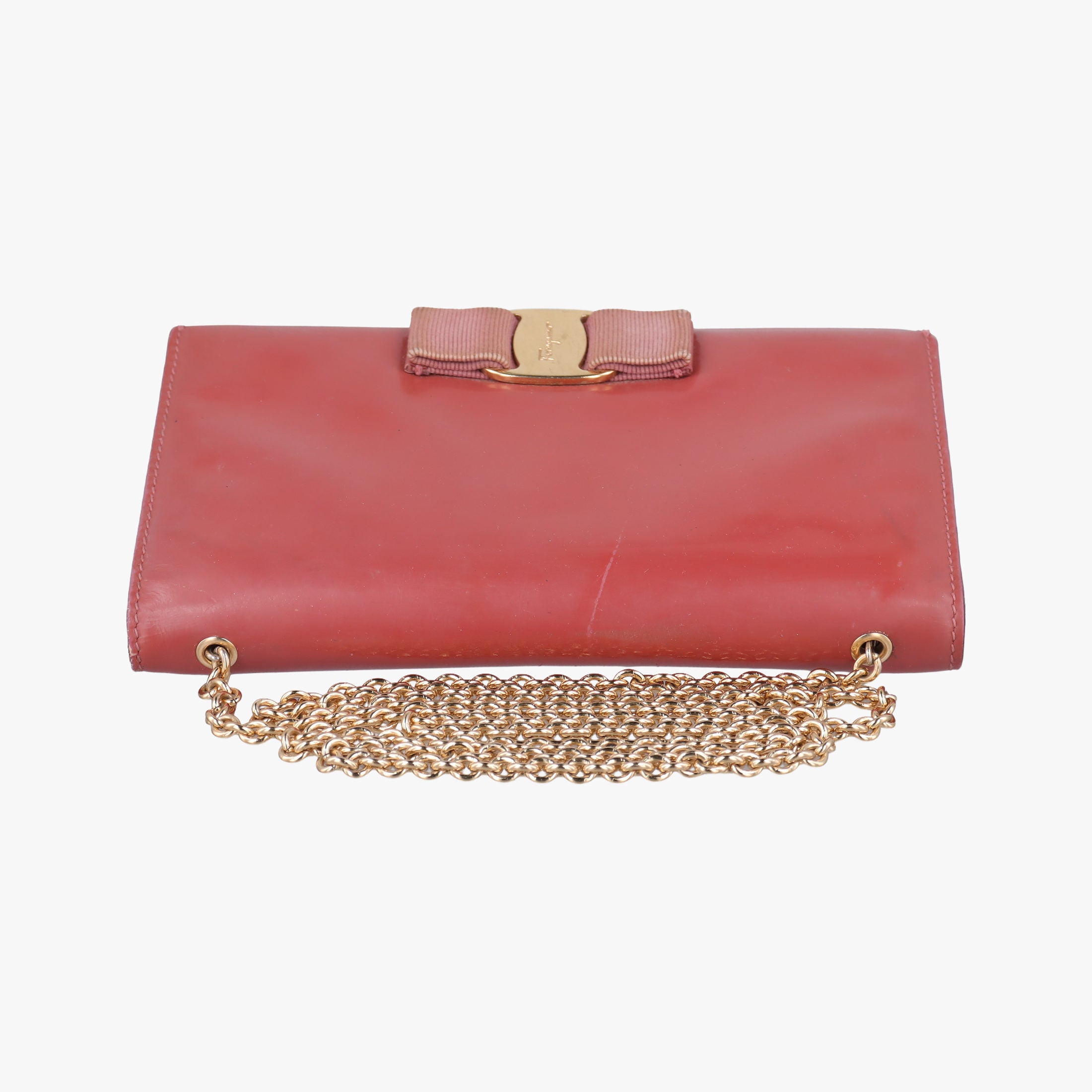 Pre-owned Ferragamo Ginny Vara Red Leather  shoulderbag | stylenewstar